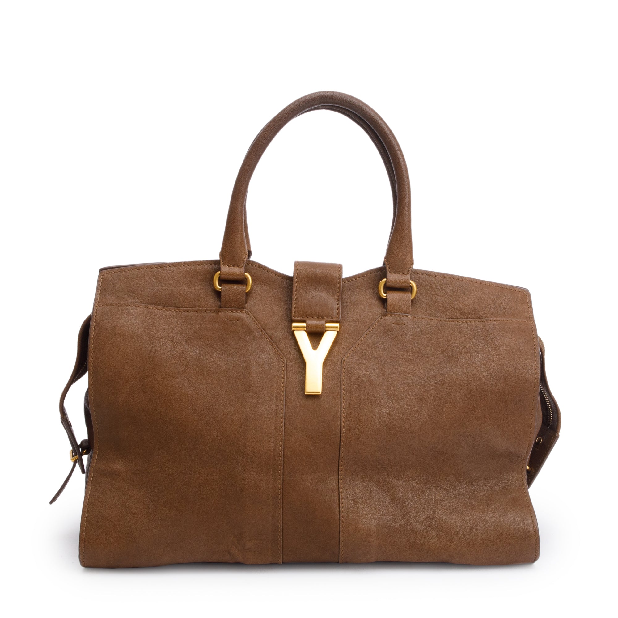 Saint Laurent Brown Calfskin Leather Medium Chyc Cabas Tote Bag