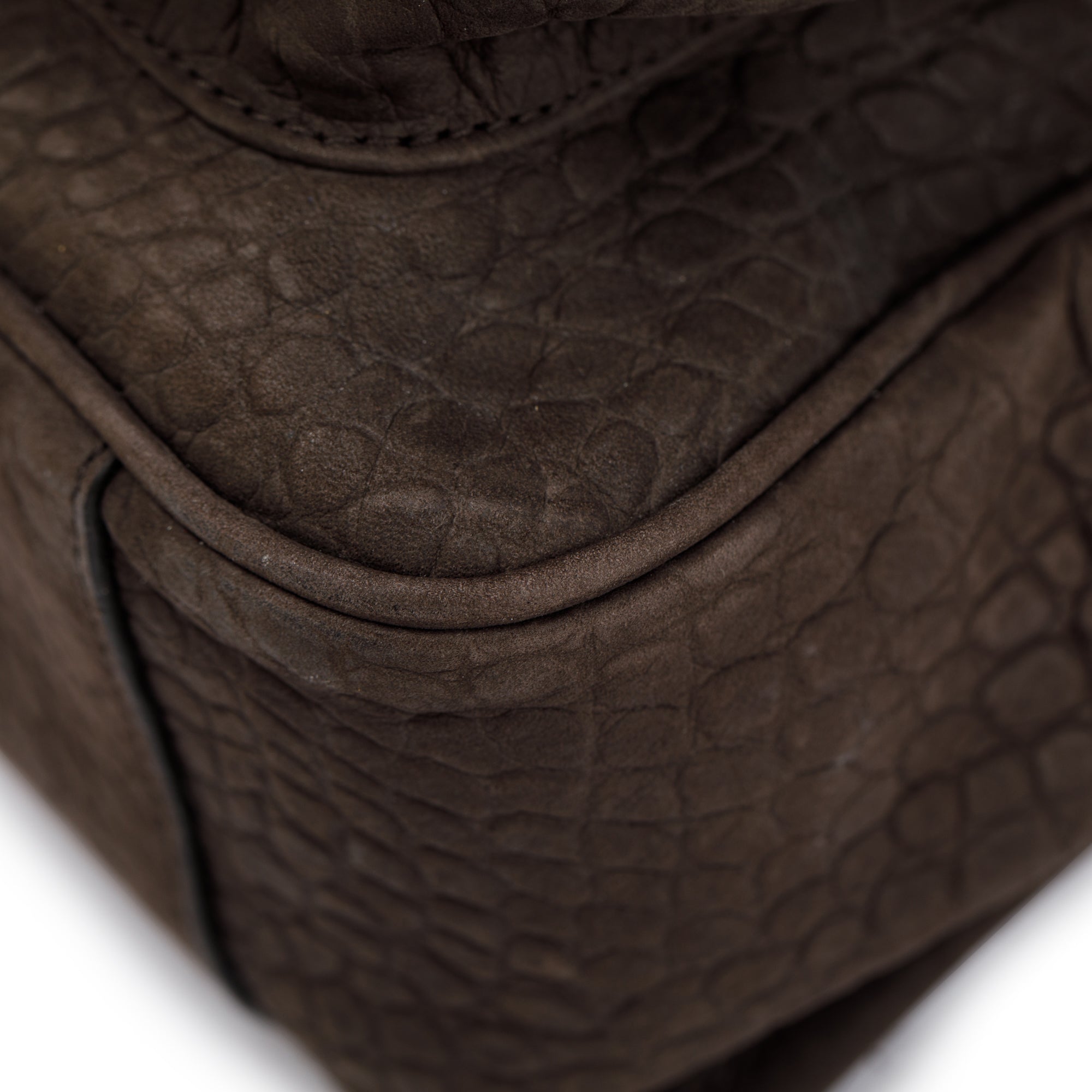 Saint Laurent Brown Crocodile Embossed Nubuck Medium Niki Shoulder Bag