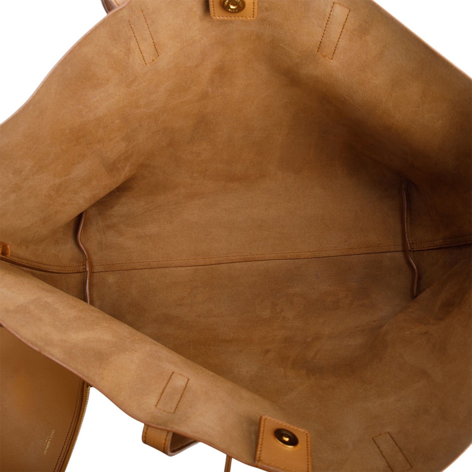 Saint Laurent Brown Leather Fringe E/W Shopping Tote w/ Pouch