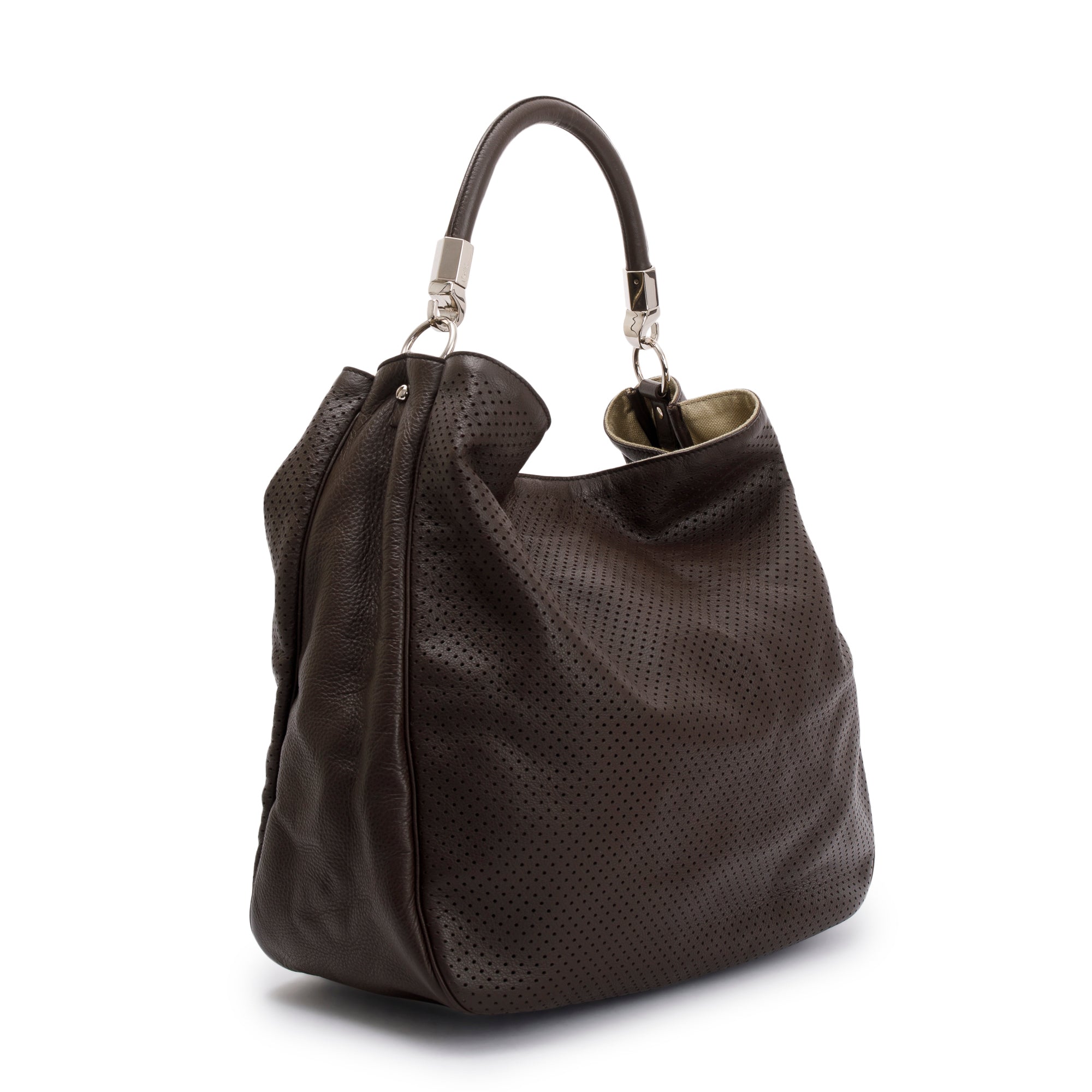 Saint Laurent Brown Perforated Leather Roady Hobo