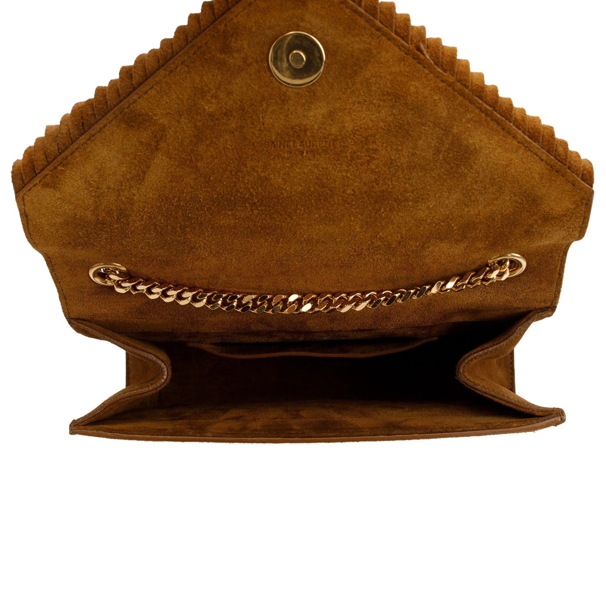 Saint Laurent Brown Suede Baby Fringe Crosssbody Bag w/ Box