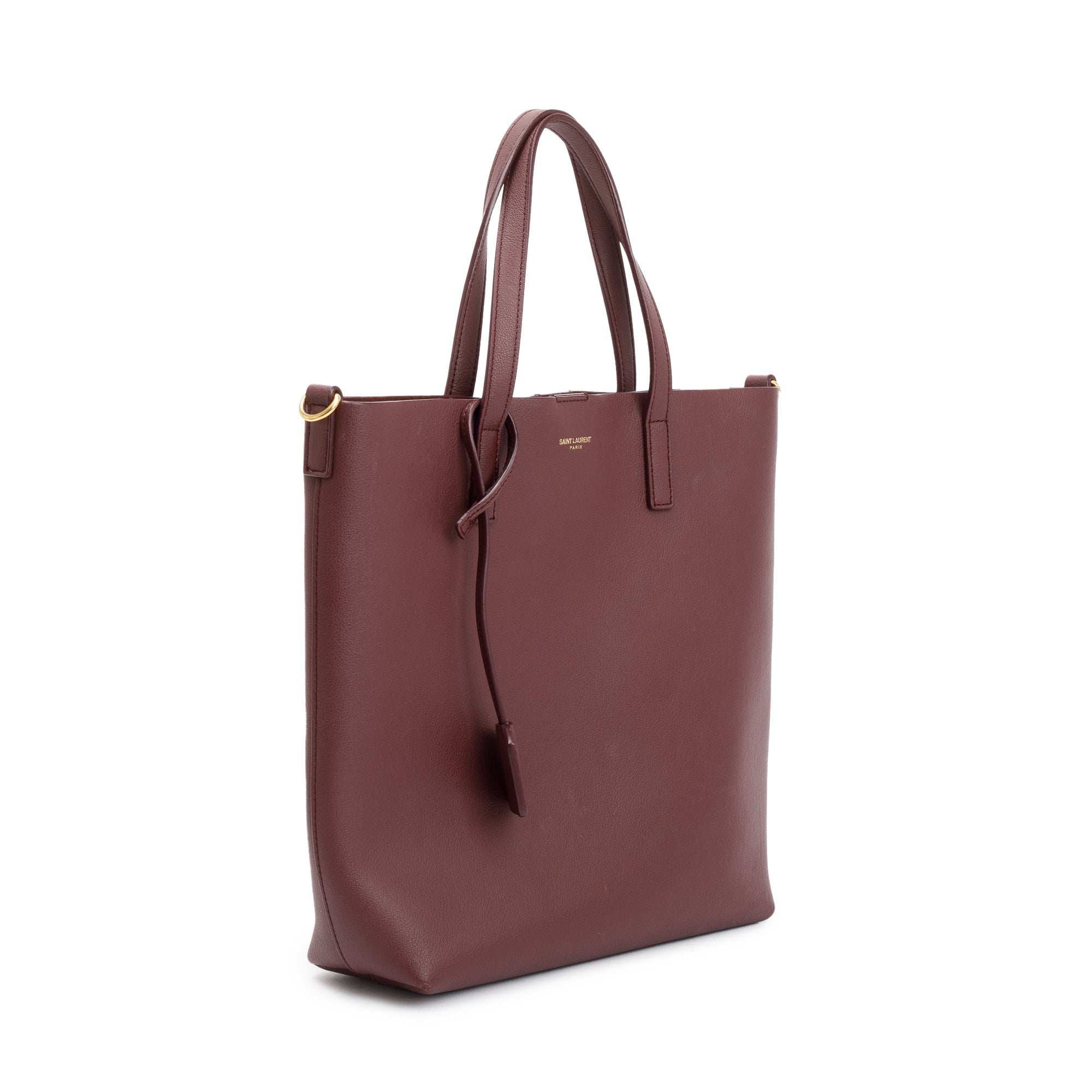 Saint Laurent Burgandy Leather Toy Shopping Tote w/ Strap