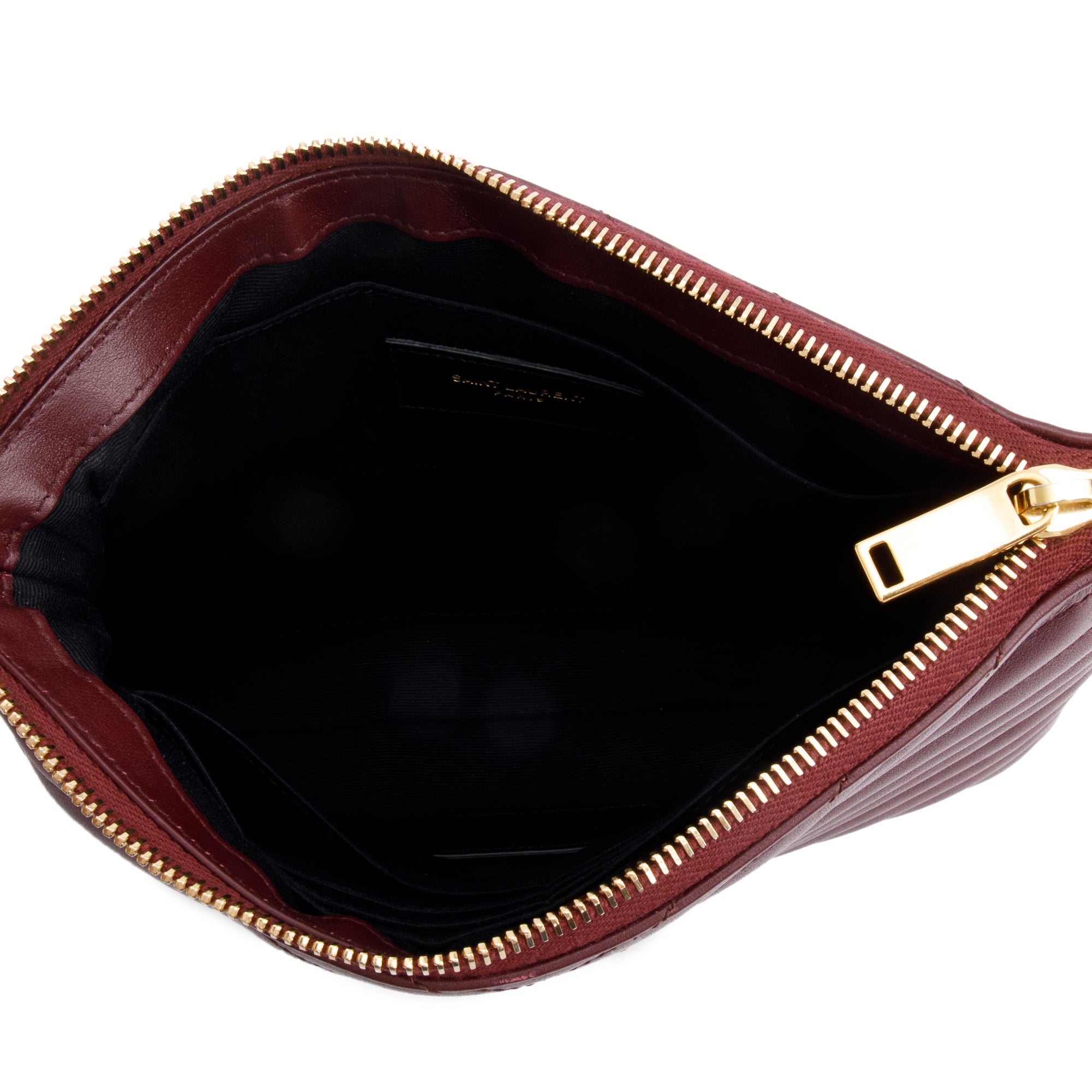 Saint Laurent Burgundy Leather Cassandre Matelasse A5 Pouch w/ Box