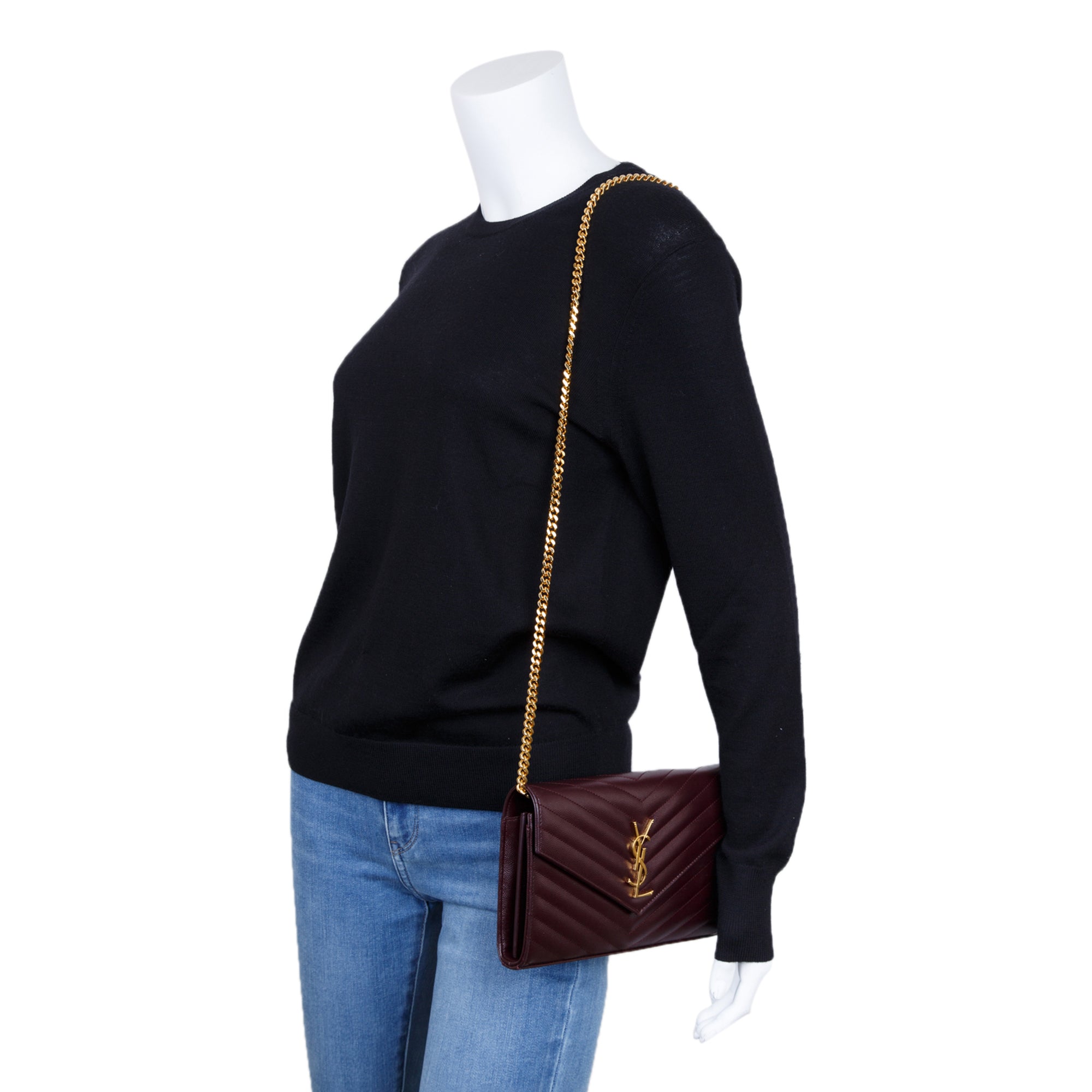 Saint Laurent Cassandre Matelasse Chain Wallet