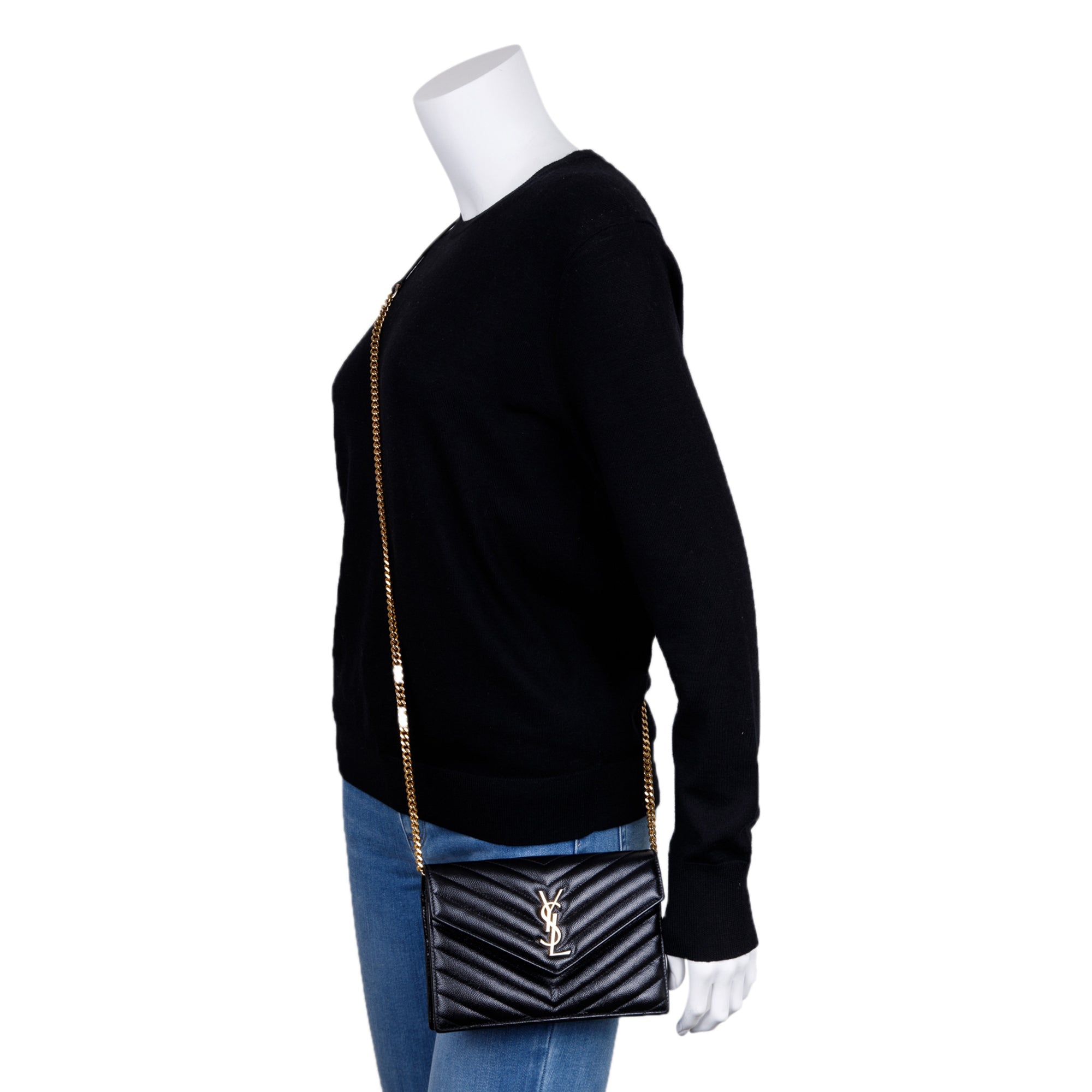 Saint Laurent Cassandre Matelasse Chain Wallet w/ Box