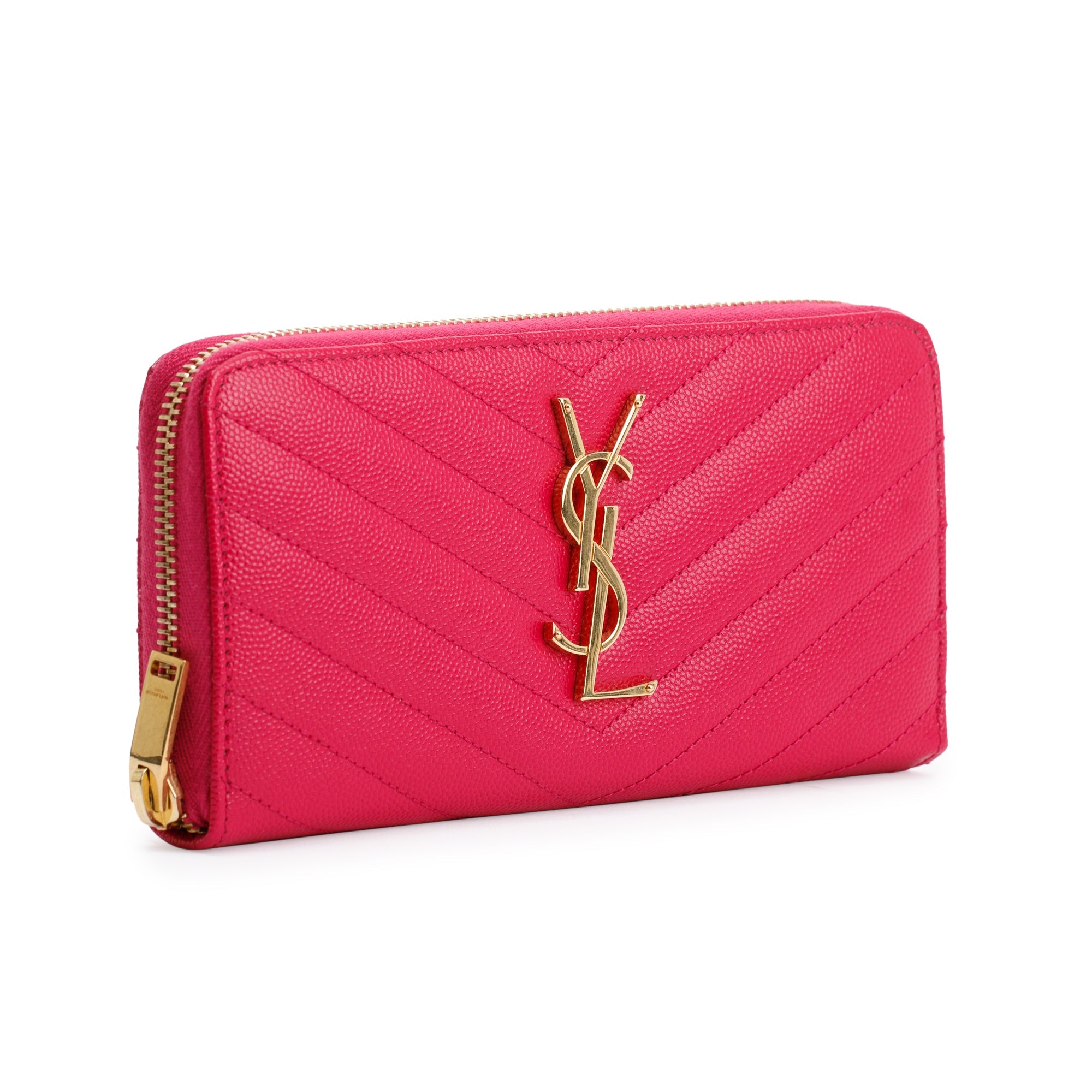 Saint Laurent Cassandre Matelasse Zip Around Leather Wallet
