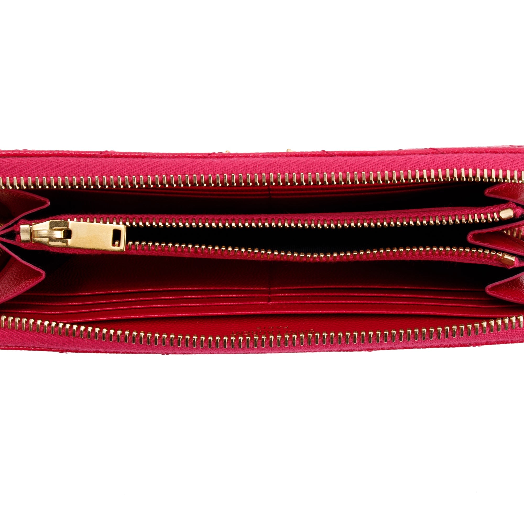 Saint Laurent Cassandre Matelasse Zip Around Leather Wallet