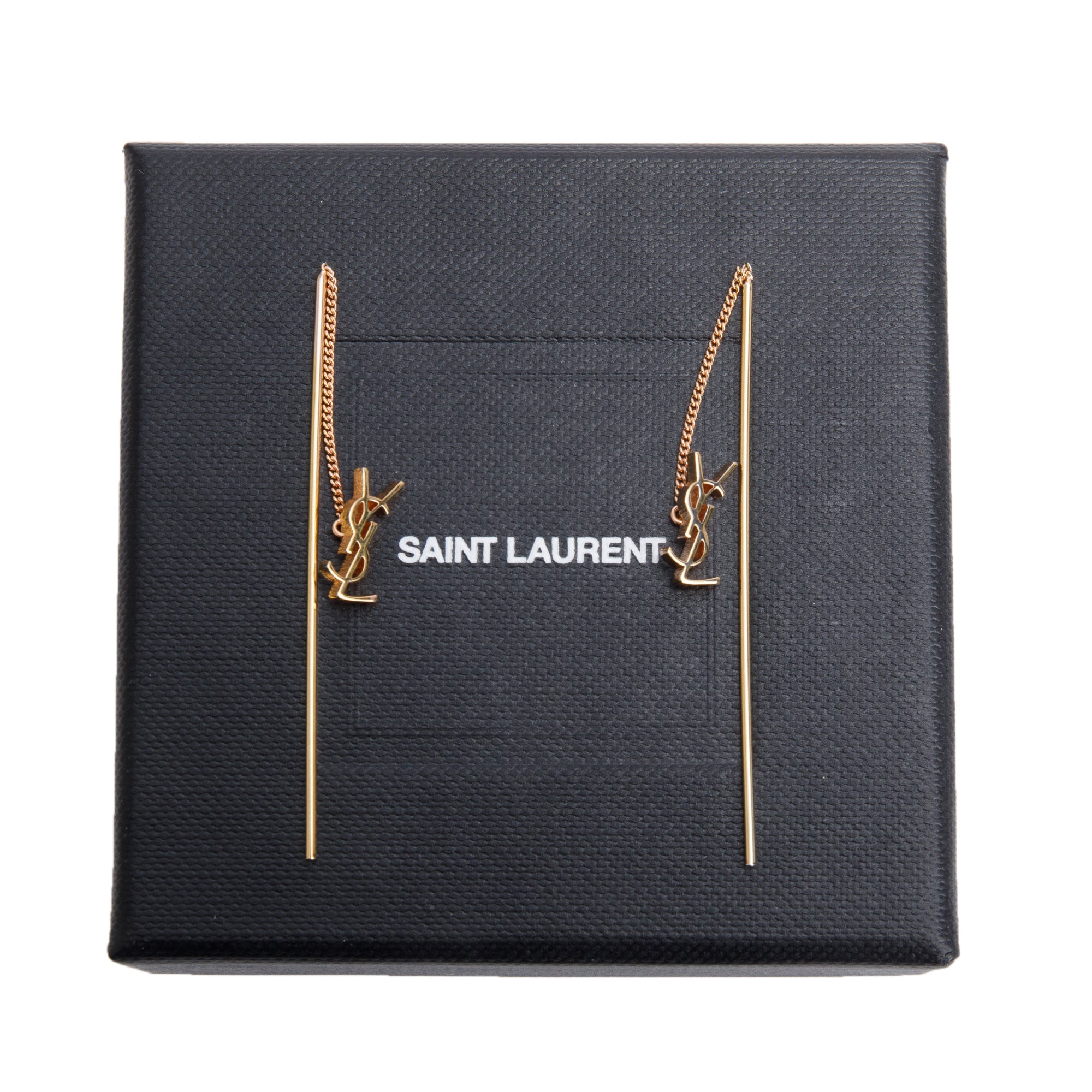 Saint Laurent Cassandre Threader Earrings w/ Box