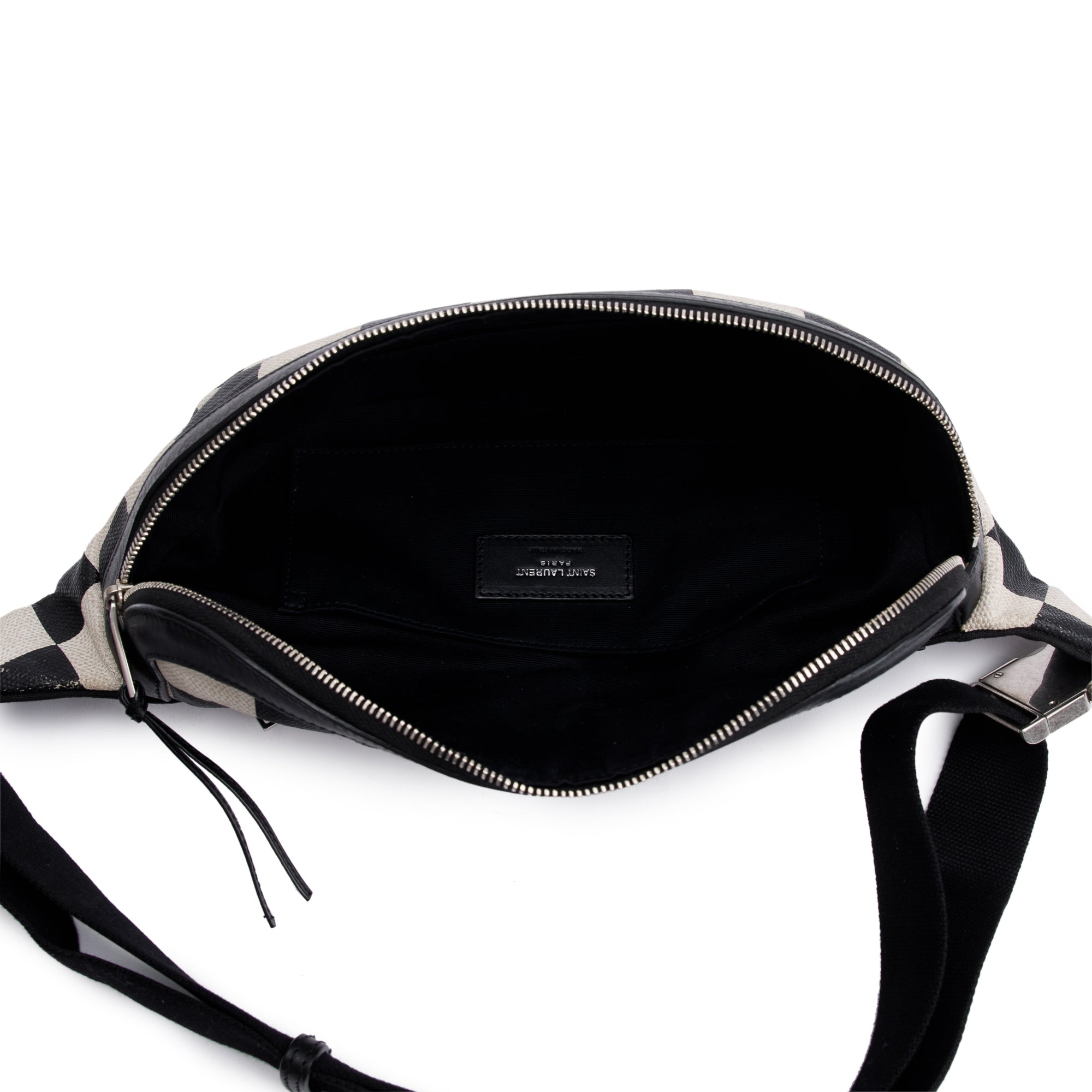 Saint Laurent Checkered Print Canvas Belt Bag
