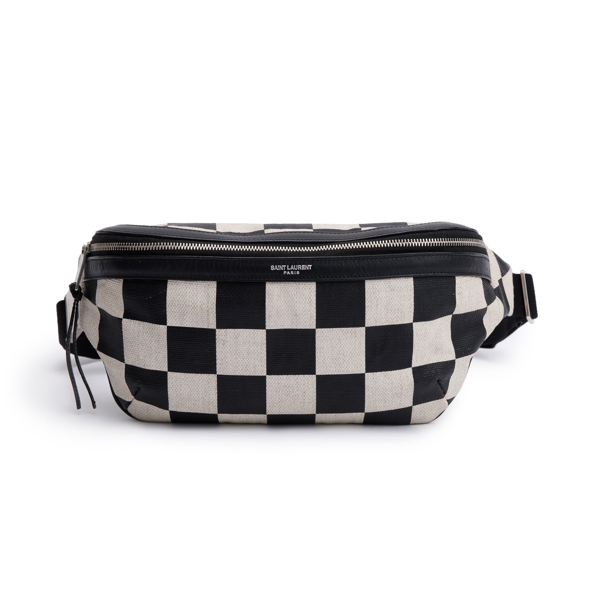 Saint Laurent Checkered Print Canvas Belt Bag