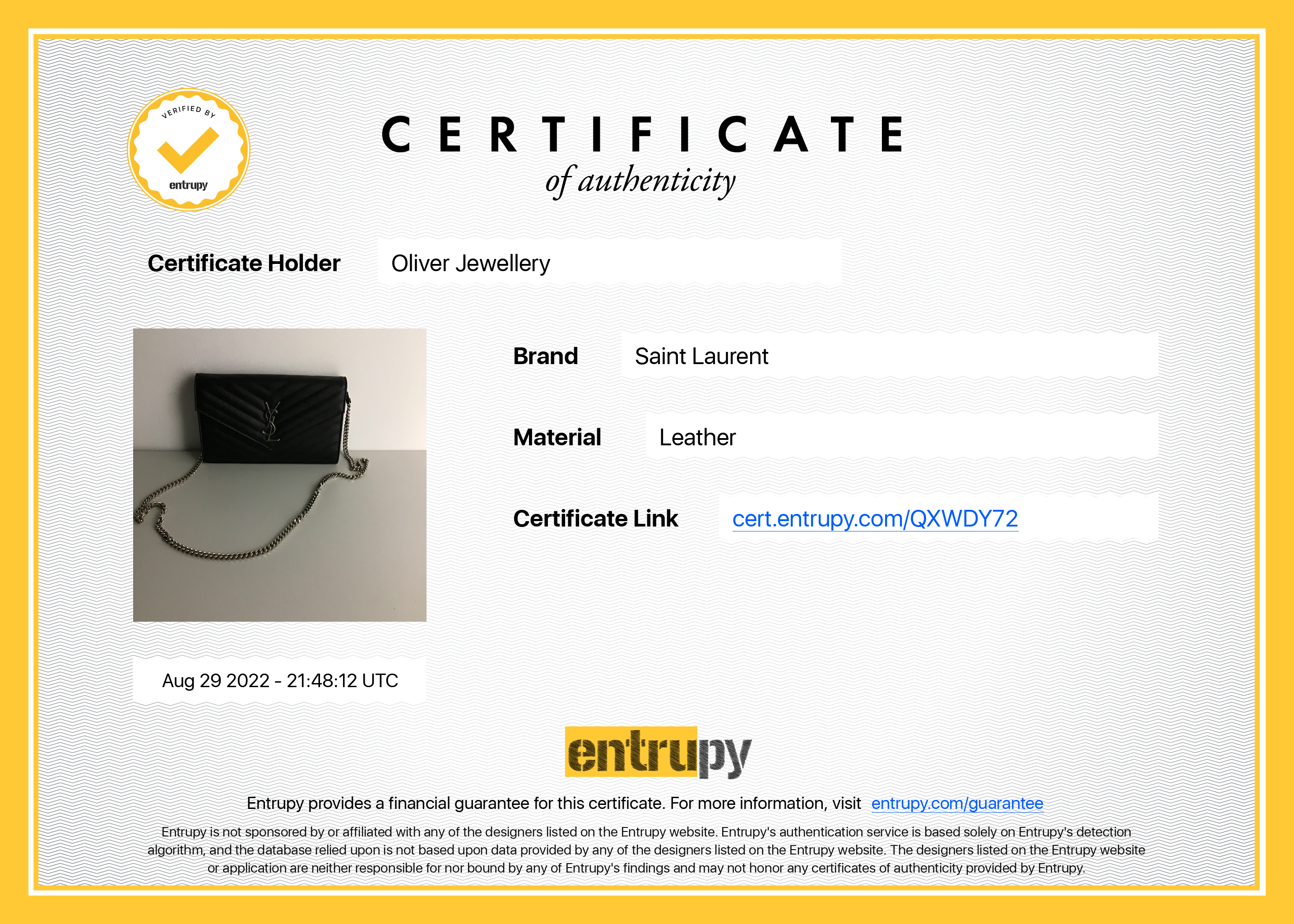 Saint Laurent Chevron Leather Cassandre Chain Wallet