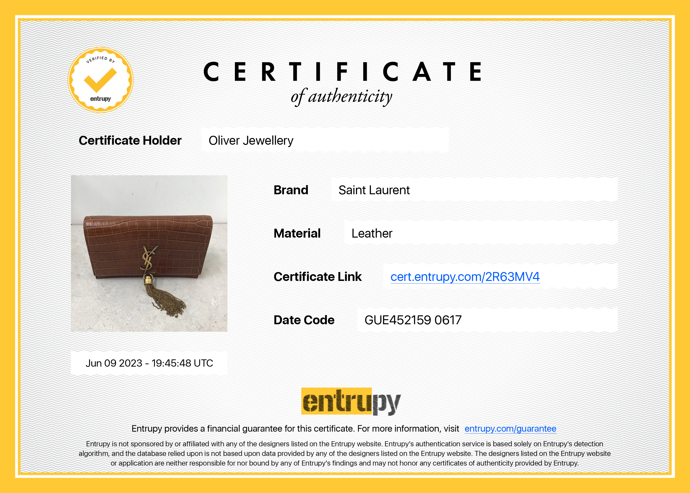 Saint Laurent Croc Embossed Kate Tassel Wallet on Chain