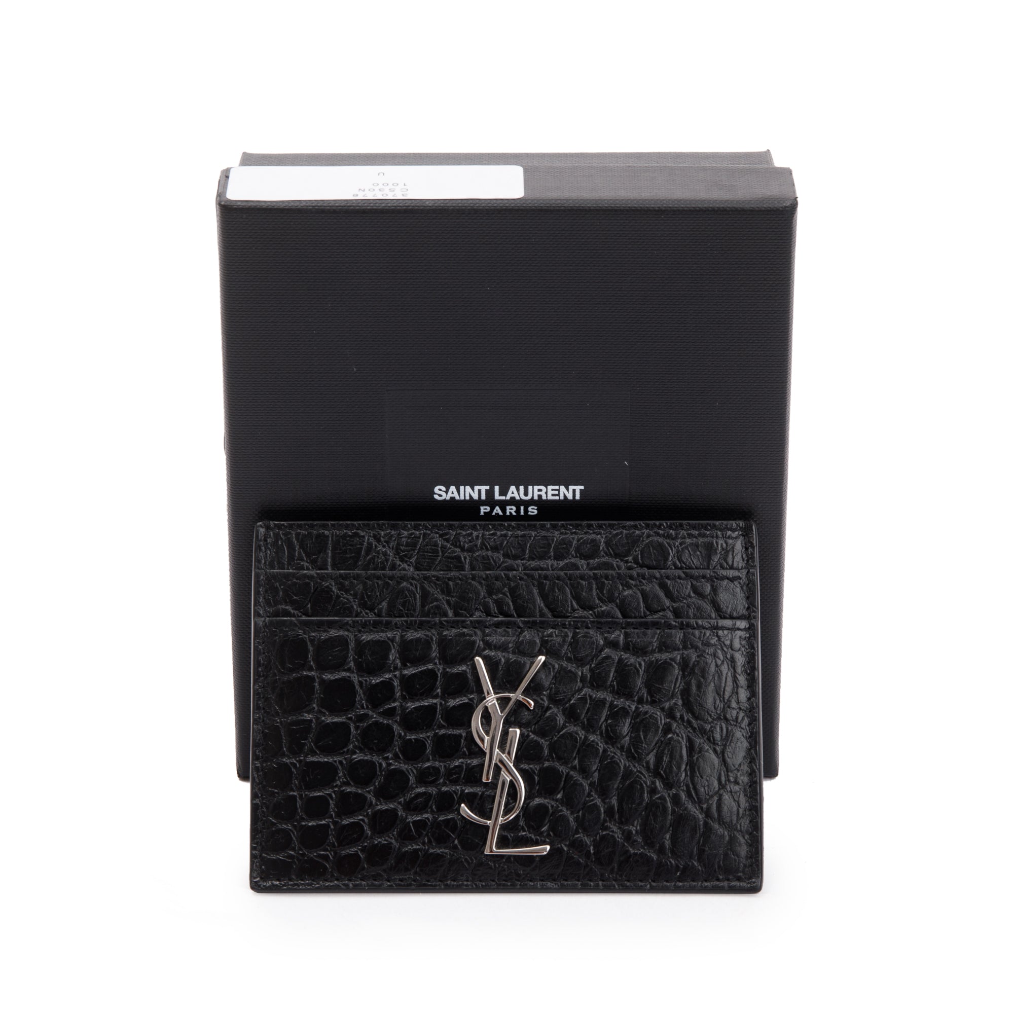 Saint Laurent Crocodile Embossed Leather Card Holder w/ Box