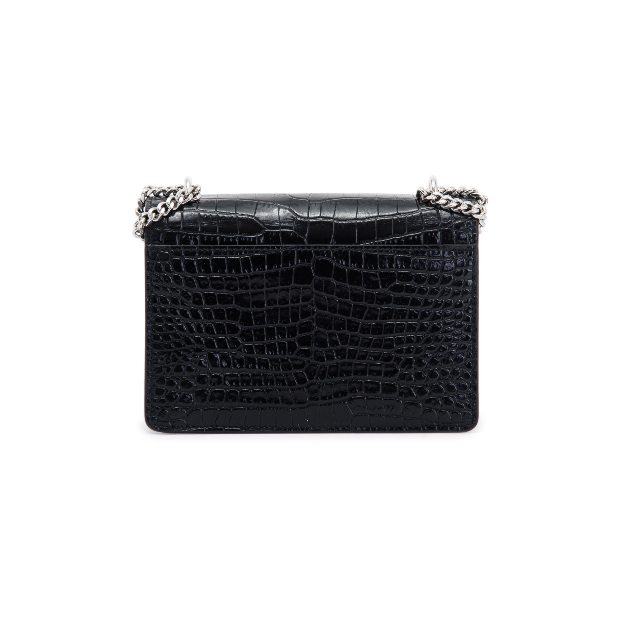 Saint Laurent Crocodile Embossed Sunset Chain Wallet w/ Box