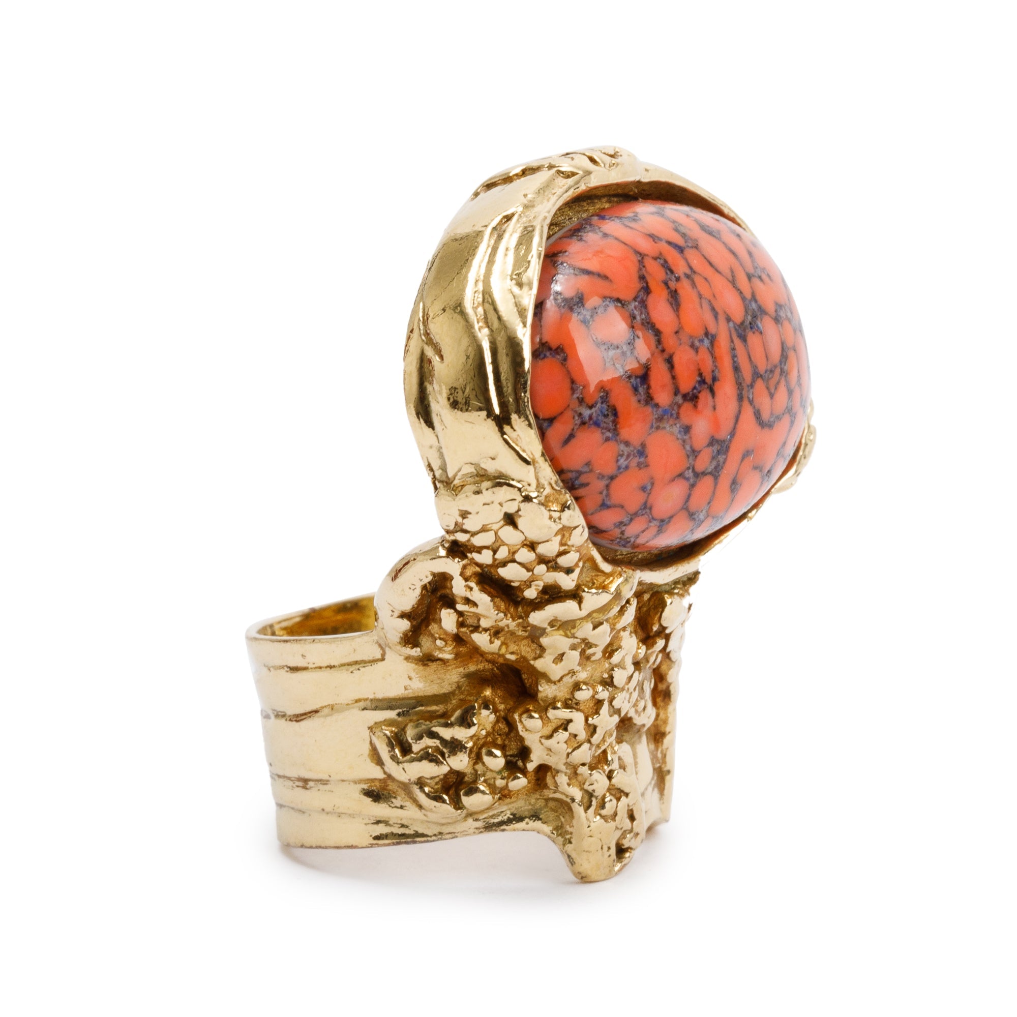 Saint Laurent Gold Plated Arty Ring, Size 7 w/ Box