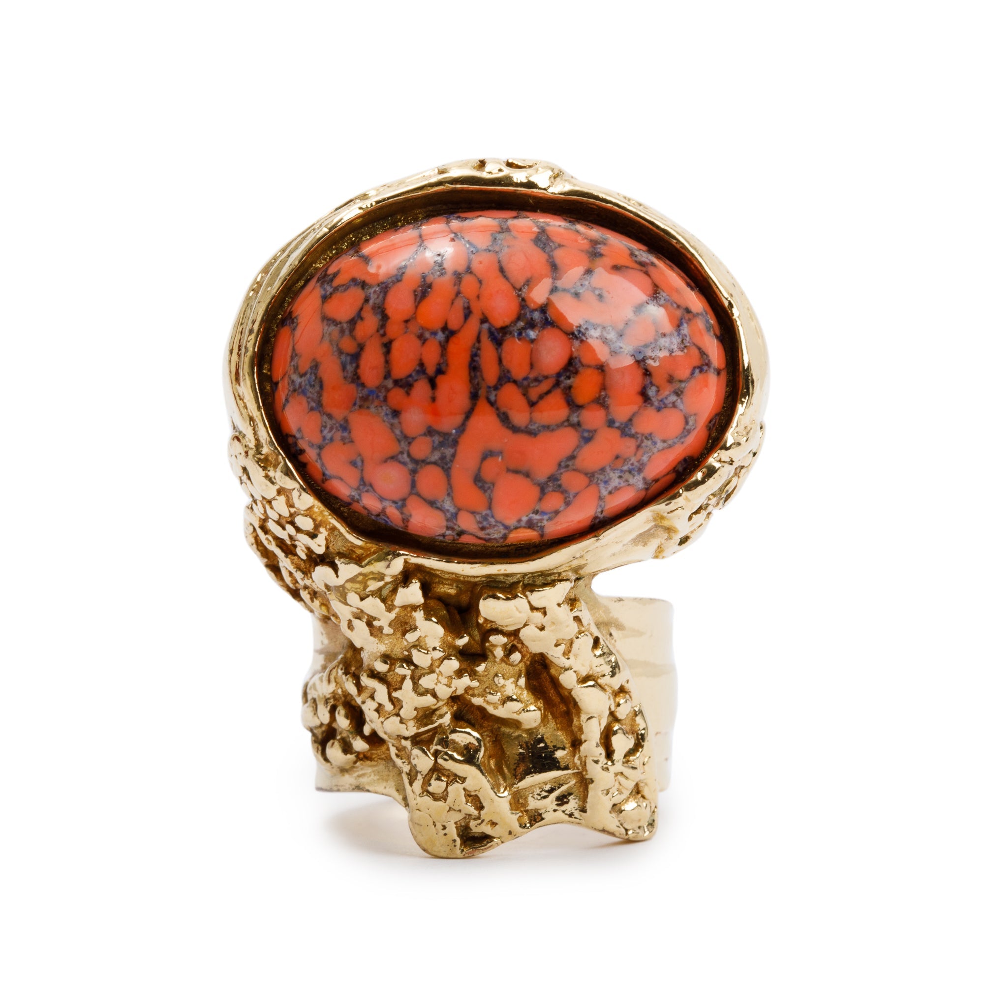 Saint Laurent Gold Plated Arty Ring, Size 7 w/ Box