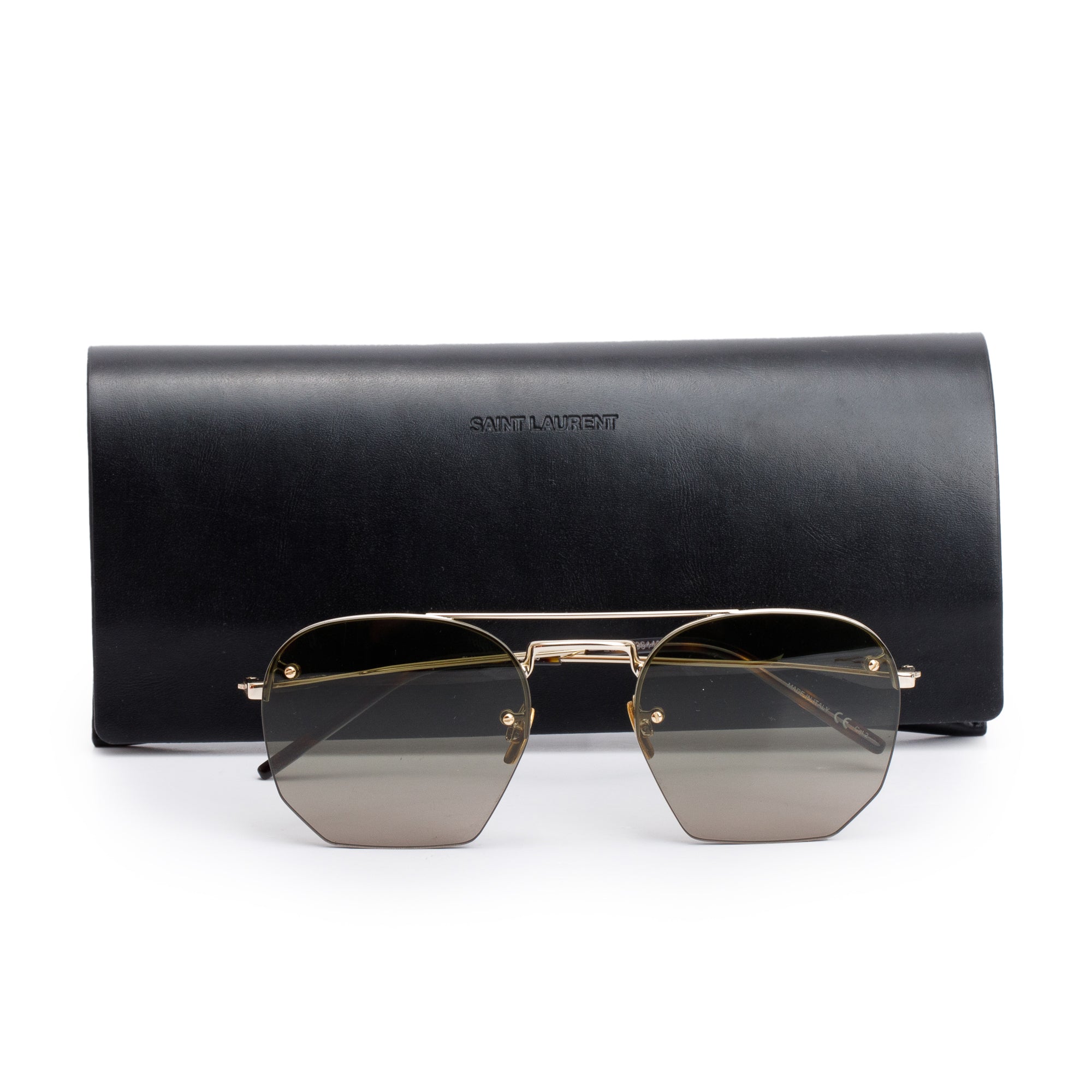 Saint Laurent Gold Tone SL 422 Aviator Sunglasses w/ Case
