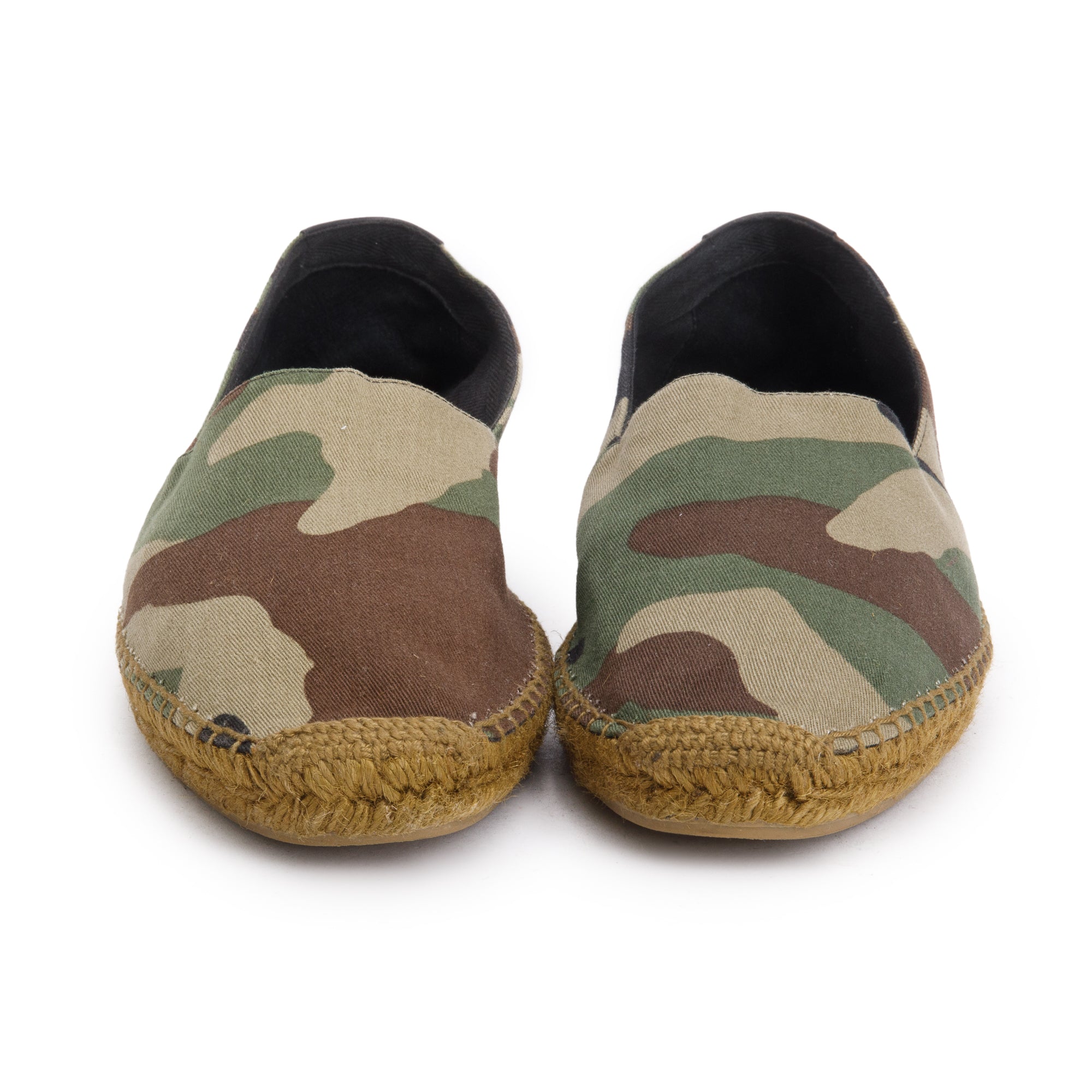 Saint Laurent Green Camouflage Canvas Espadrilles, Size 42