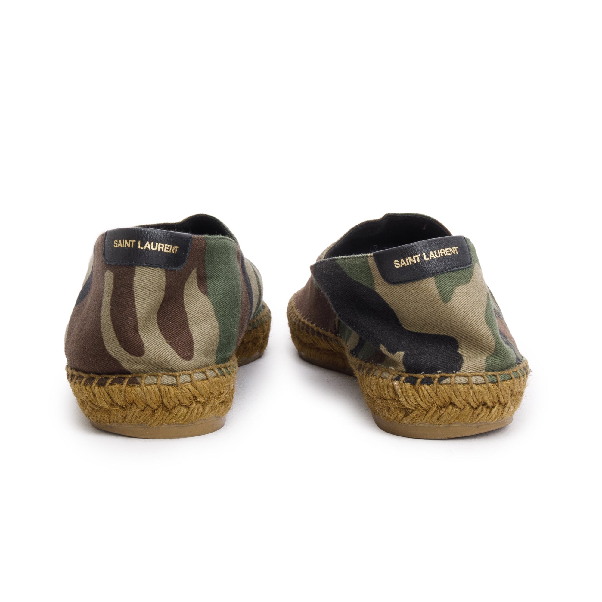 Saint Laurent Green Camouflage Canvas Espadrilles, Size 42