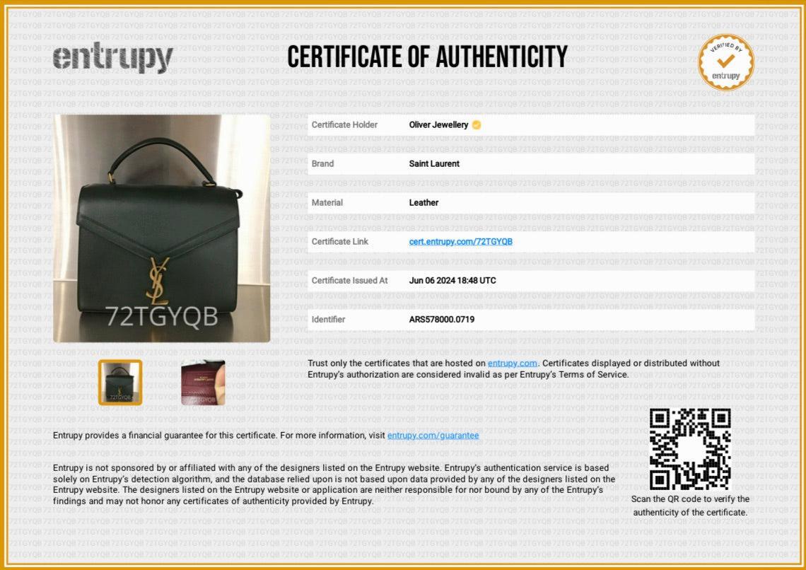 Saint Laurent Green Grain De Poudre Leather Cassandra Medium Top Handle Bag