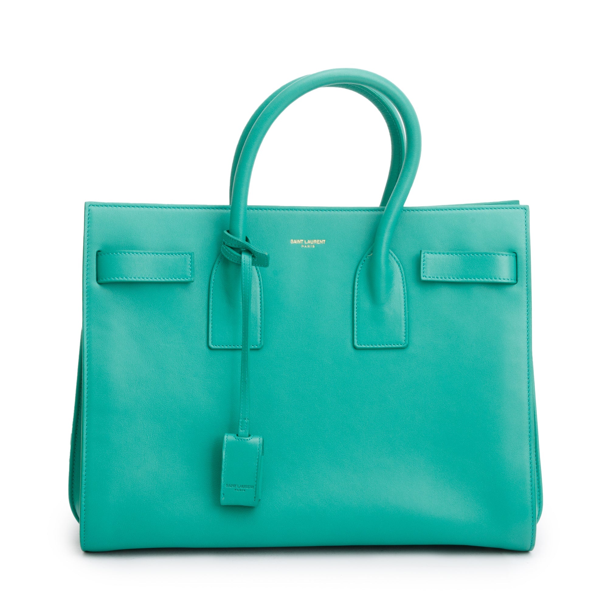 Saint Laurent Green Leather Small Sac De Jour w/ Strap