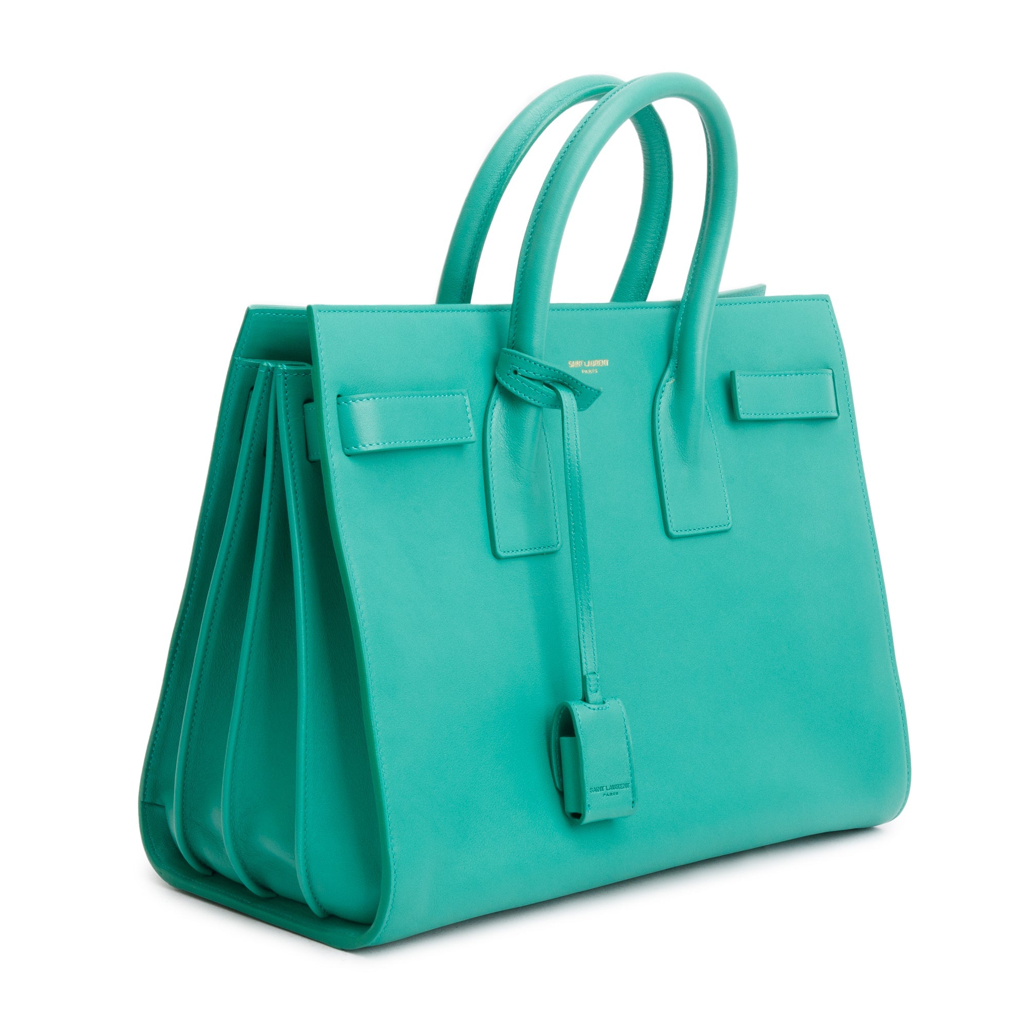 Saint Laurent Green Leather Small Sac De Jour w/ Strap