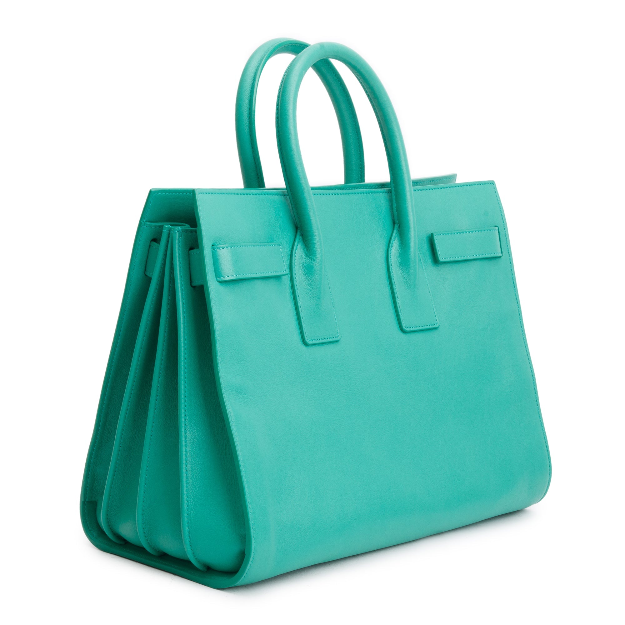 Saint Laurent Green Leather Small Sac De Jour w/ Strap