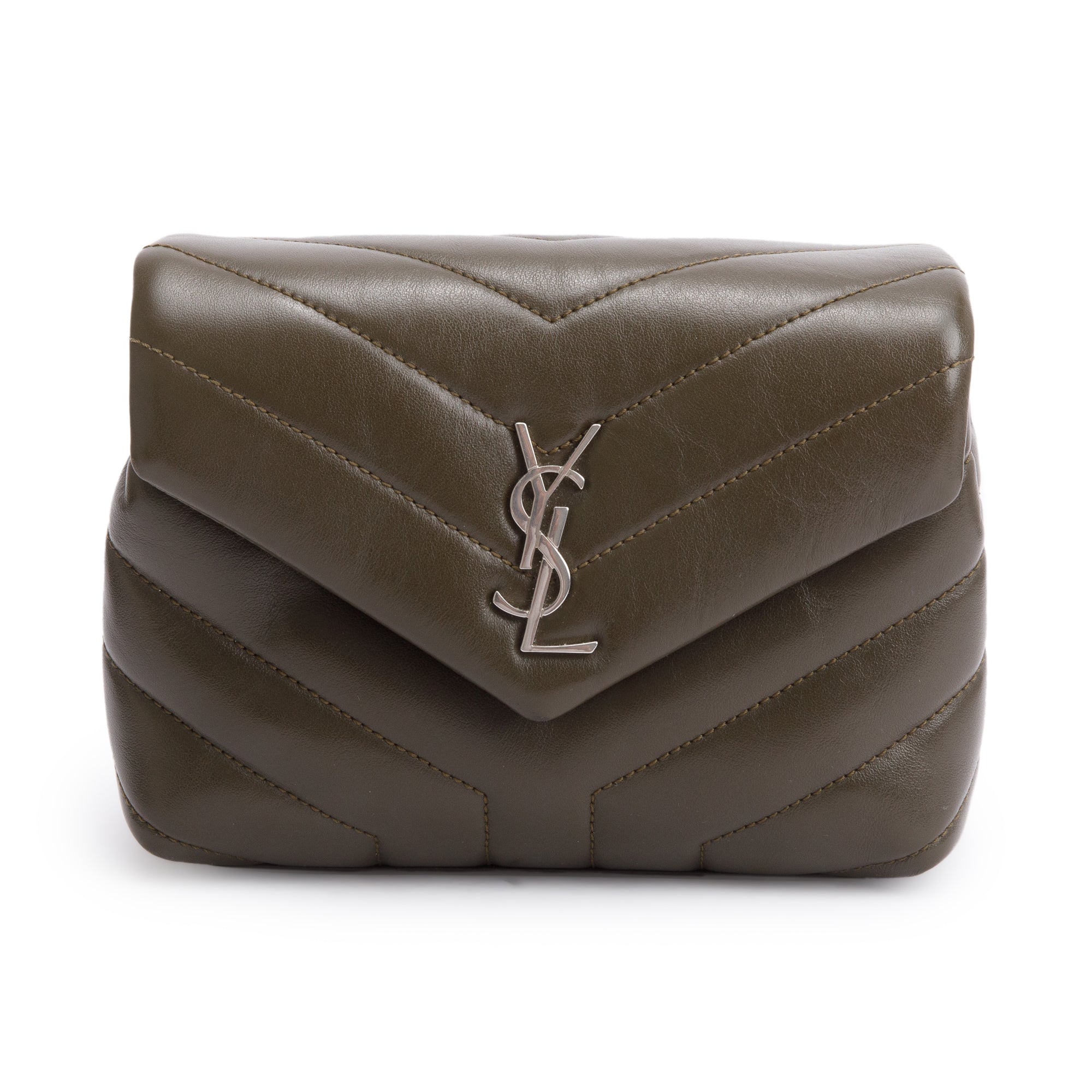Saint Laurent Green Monogram Matelasse Toy Loulou Crossbody Bag