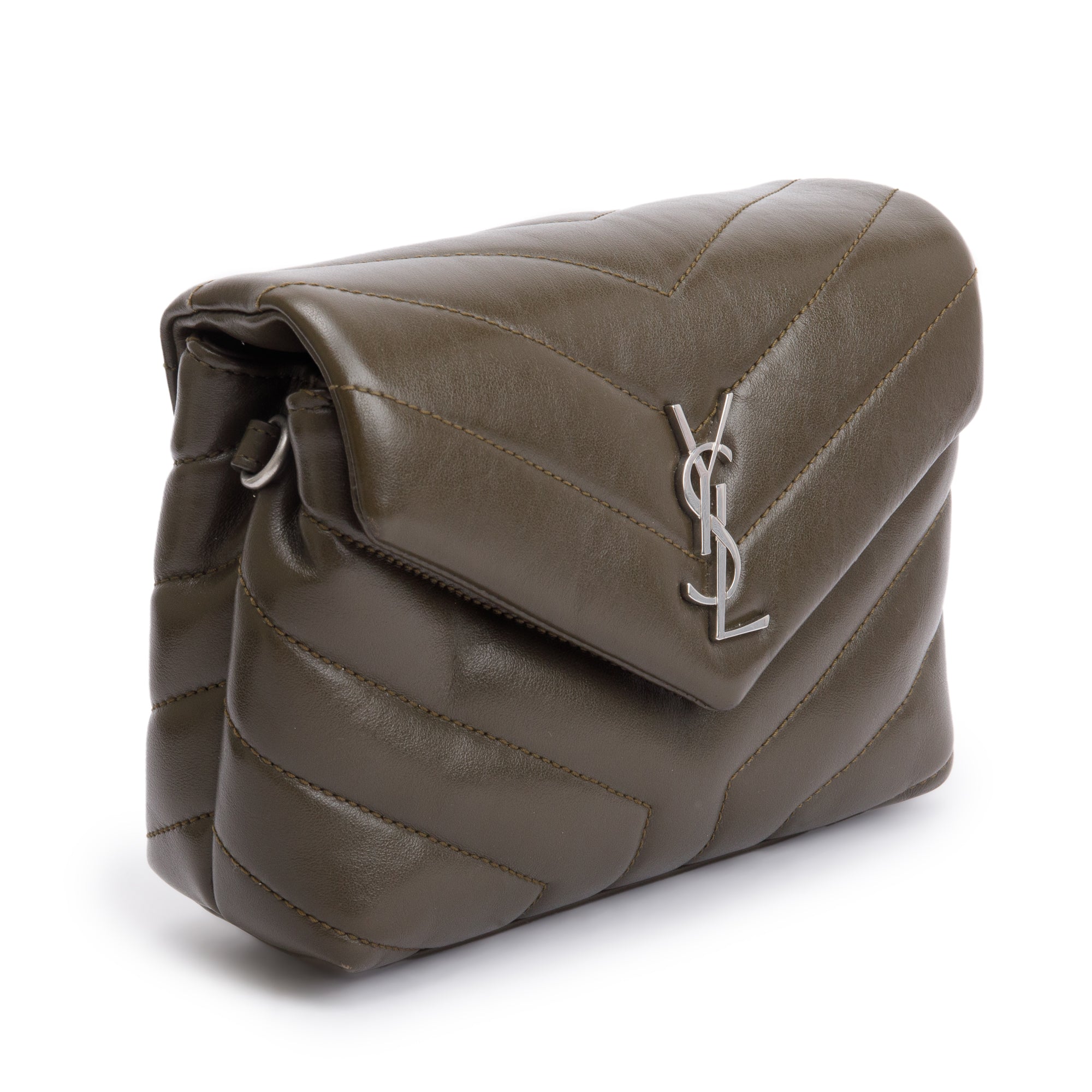Saint Laurent Green Monogram Matelasse Toy Loulou Crossbody Bag
