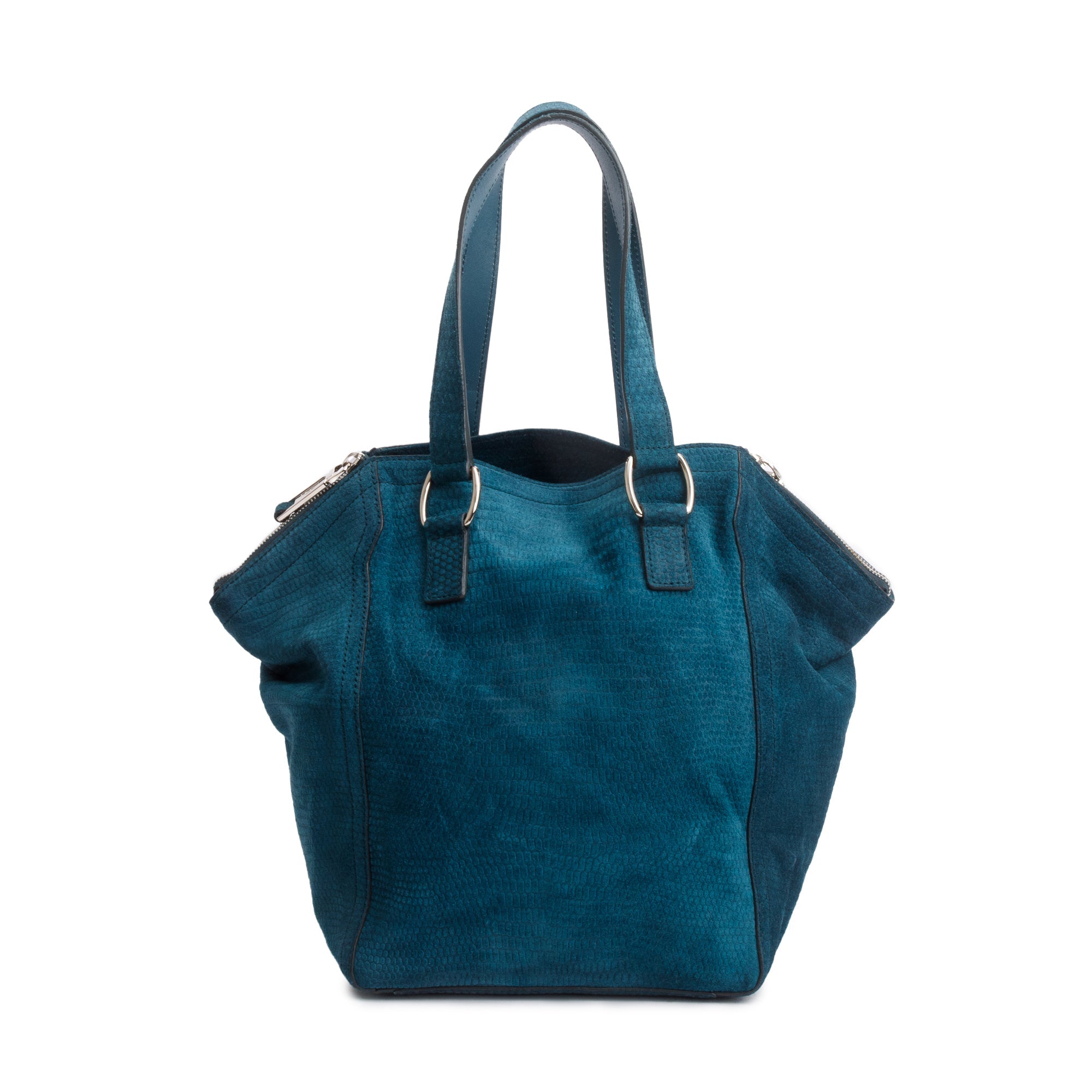 Saint Laurent Green Python Embossed Suede Small Downtown Tote