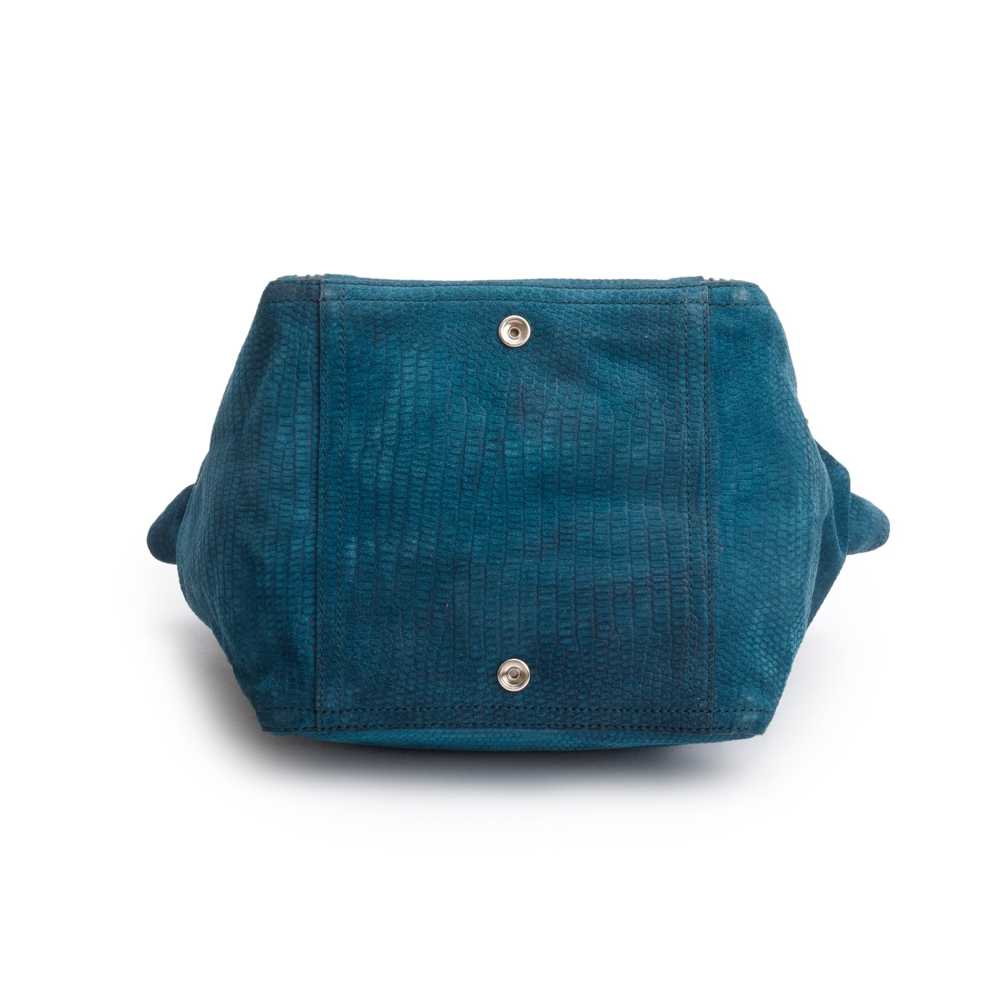 Saint Laurent Green Python Embossed Suede Small Downtown Tote