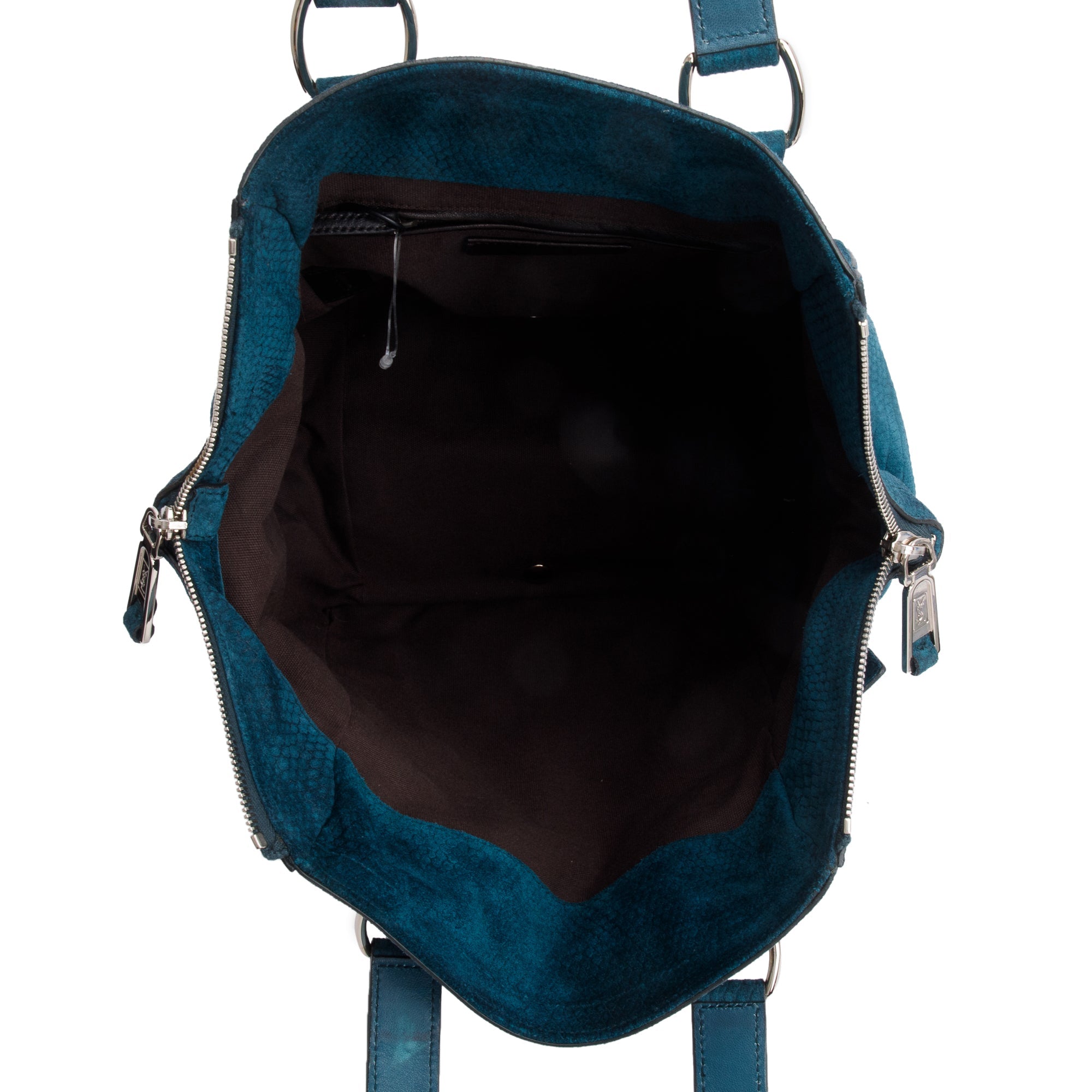 Saint Laurent Green Python Embossed Suede Small Downtown Tote