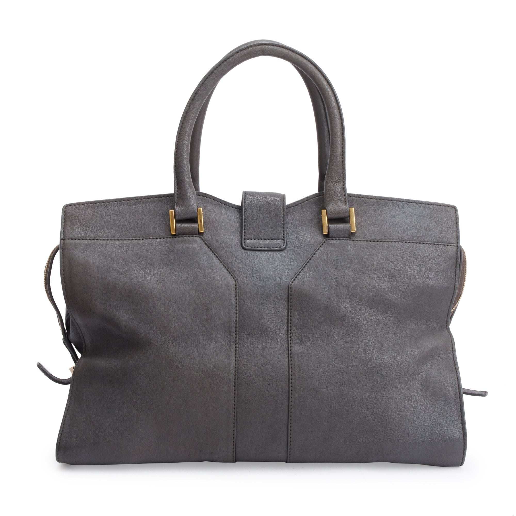 Saint Laurent Grey Calfskin Leather Medium Chyc Cabas Tote Bag