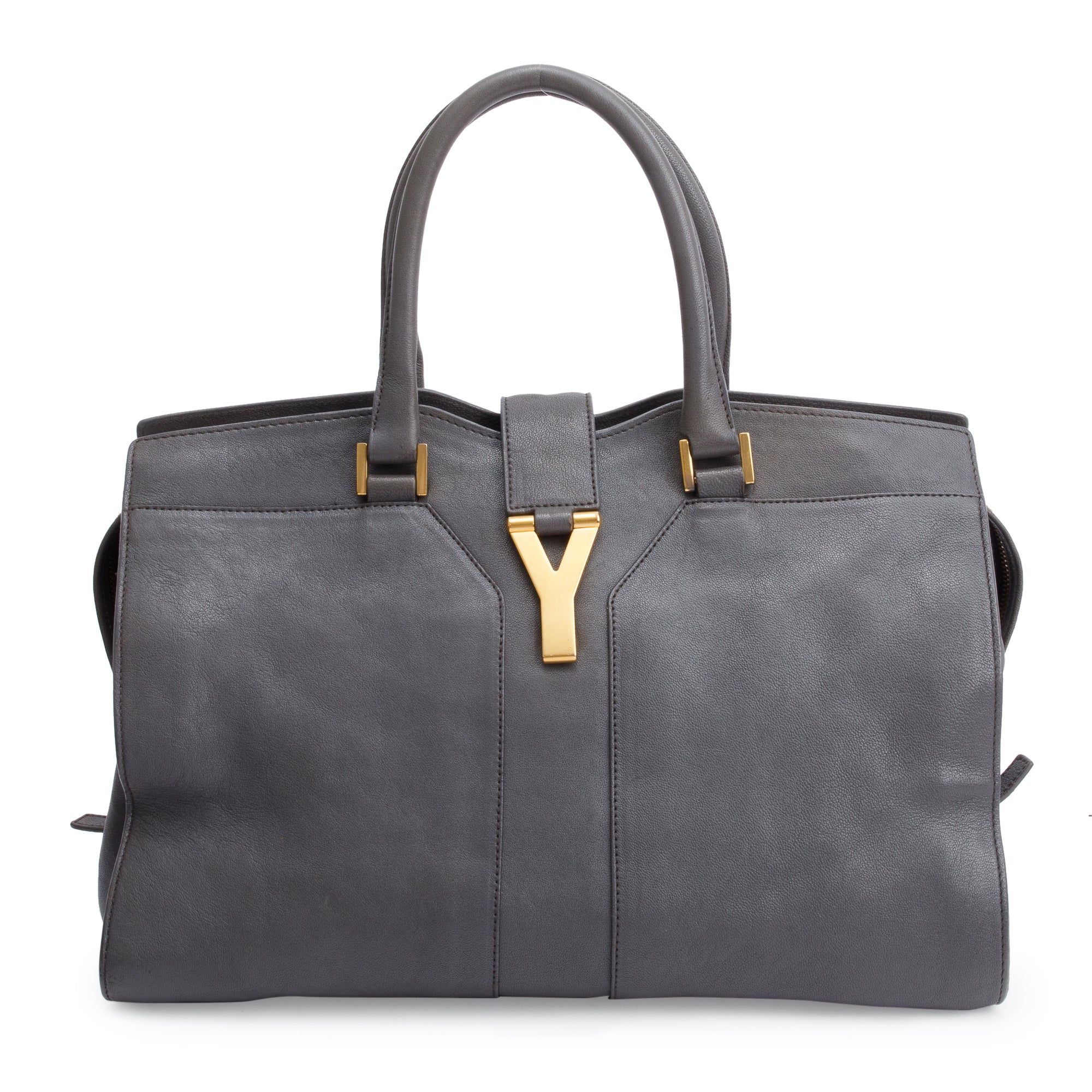 Saint Laurent Grey Calfskin Leather Medium Chyc Cabas Tote Bag