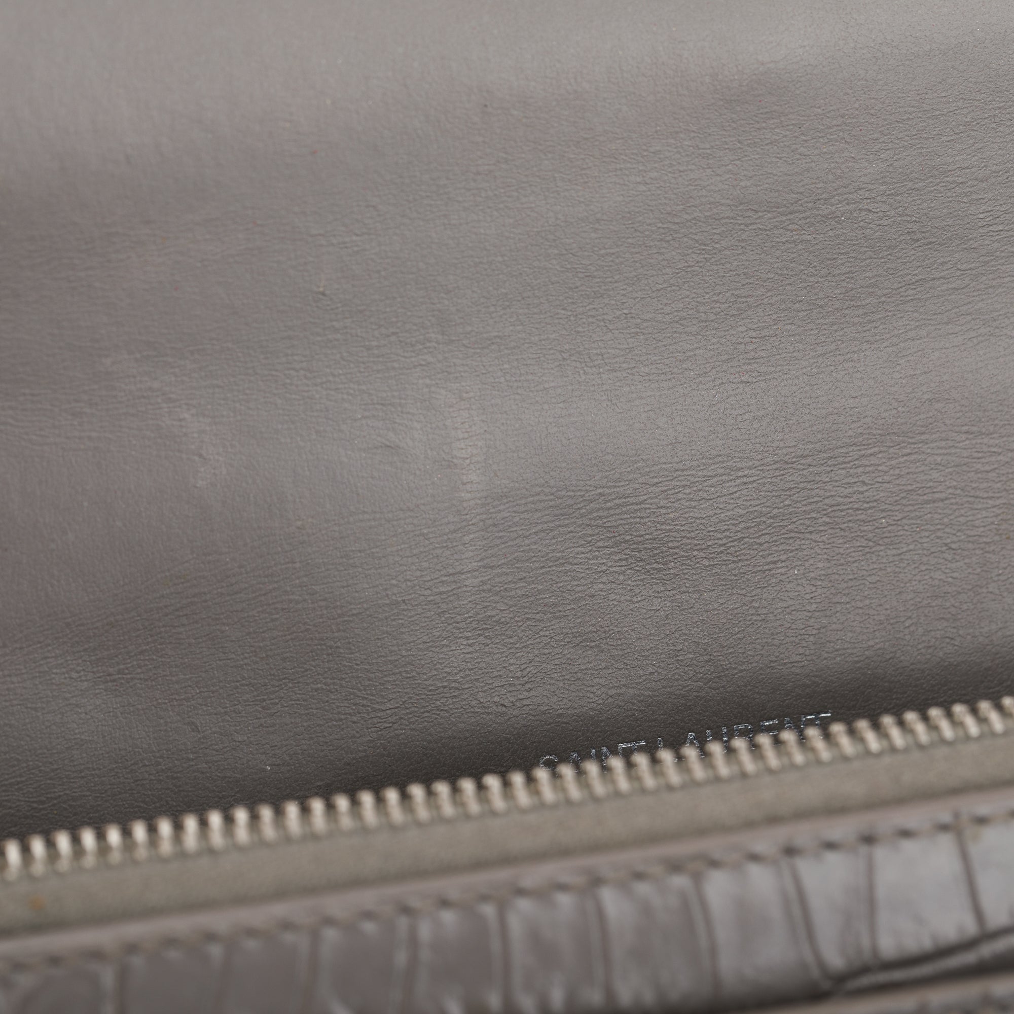 Saint Laurent Grey Crocodile Embossed Sunset Chain Wallet