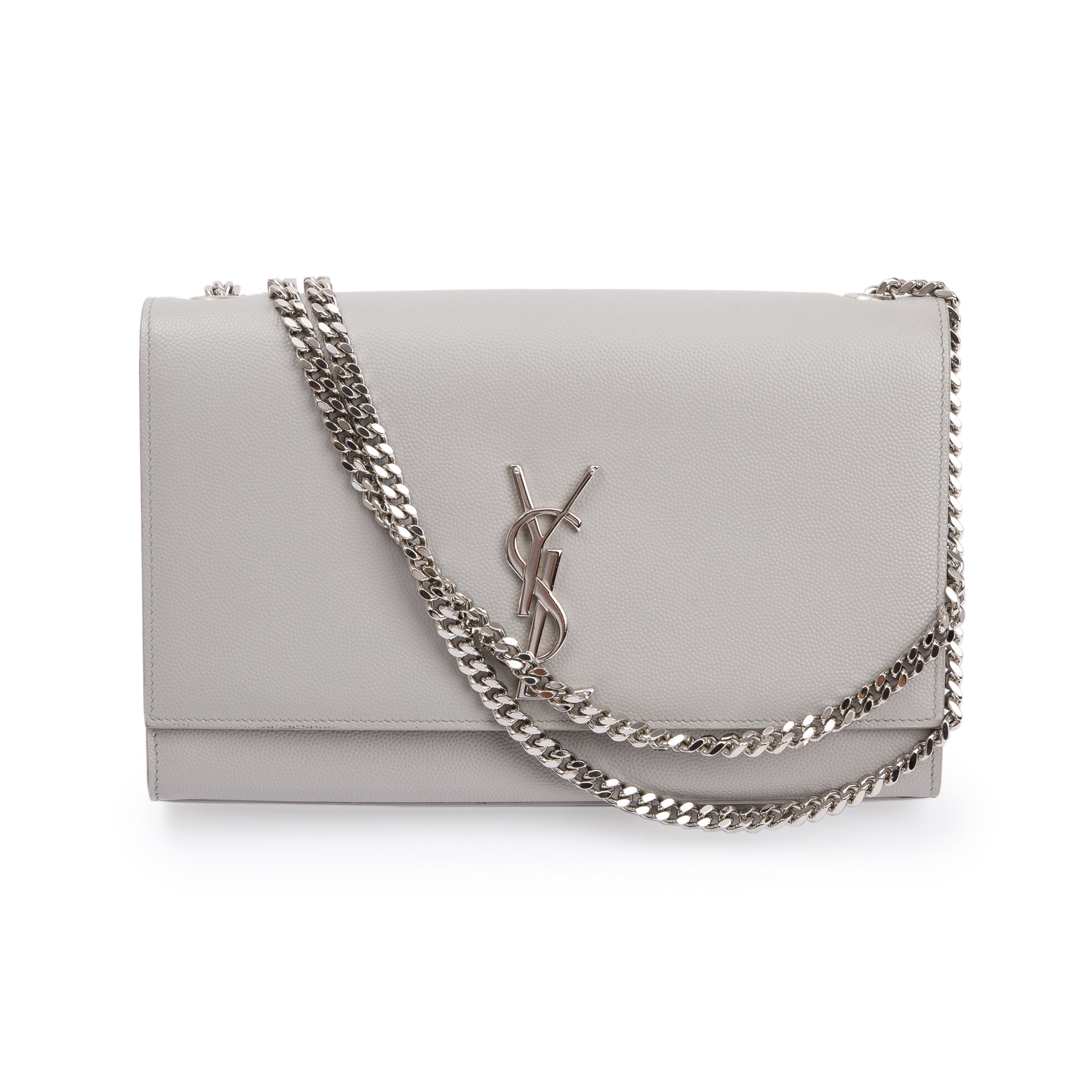 Saint Laurent Grey Grain De Poudre Leather Medium Kate Bag