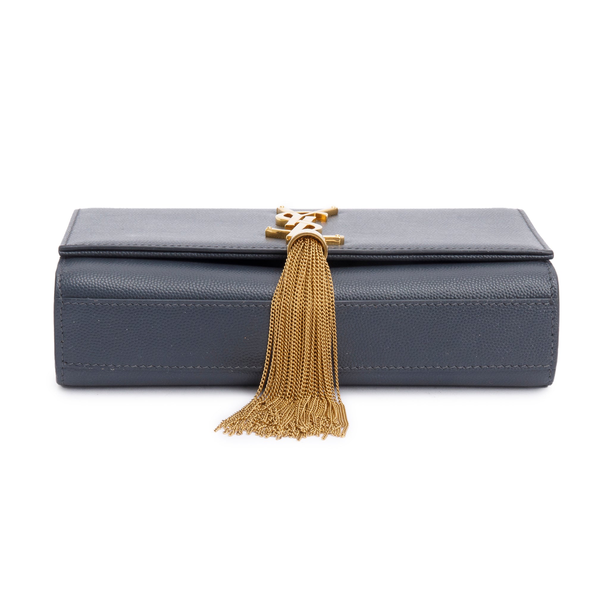 Saint Laurent Grey Grain De Poudre Leather Small Monogram Kate Bag
