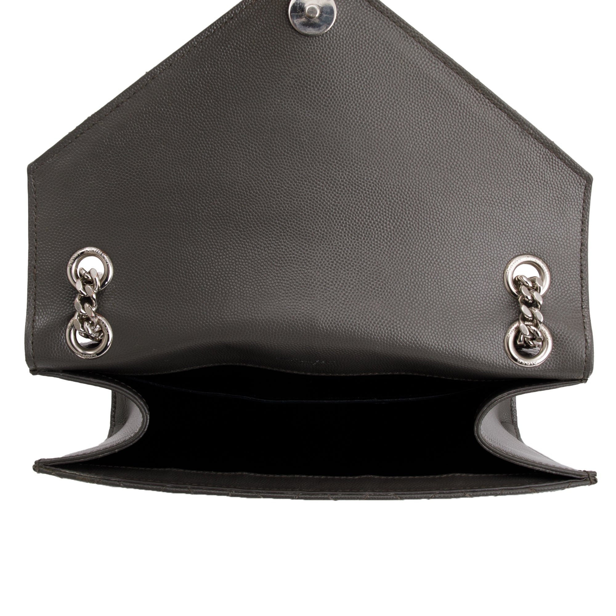 Saint Laurent Grey Grained De Poudre Medium Envelope Shoulder Bag