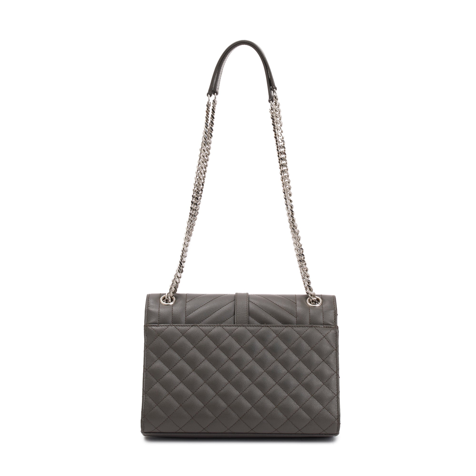 Saint Laurent Grey Grained De Poudre Medium Envelope Shoulder Bag