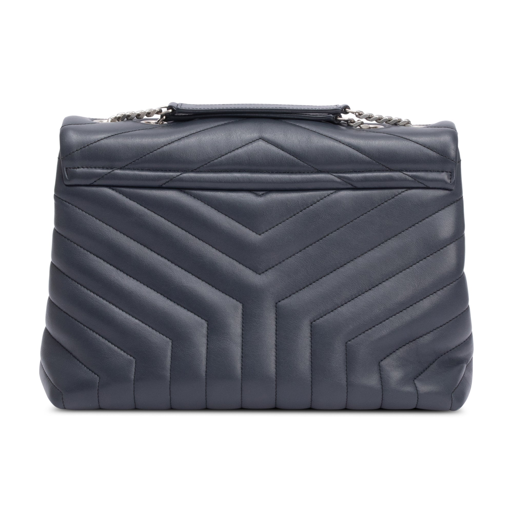 Saint Laurent Grey Quilted Leather Medium Loulou Monogram Shoulder Bag