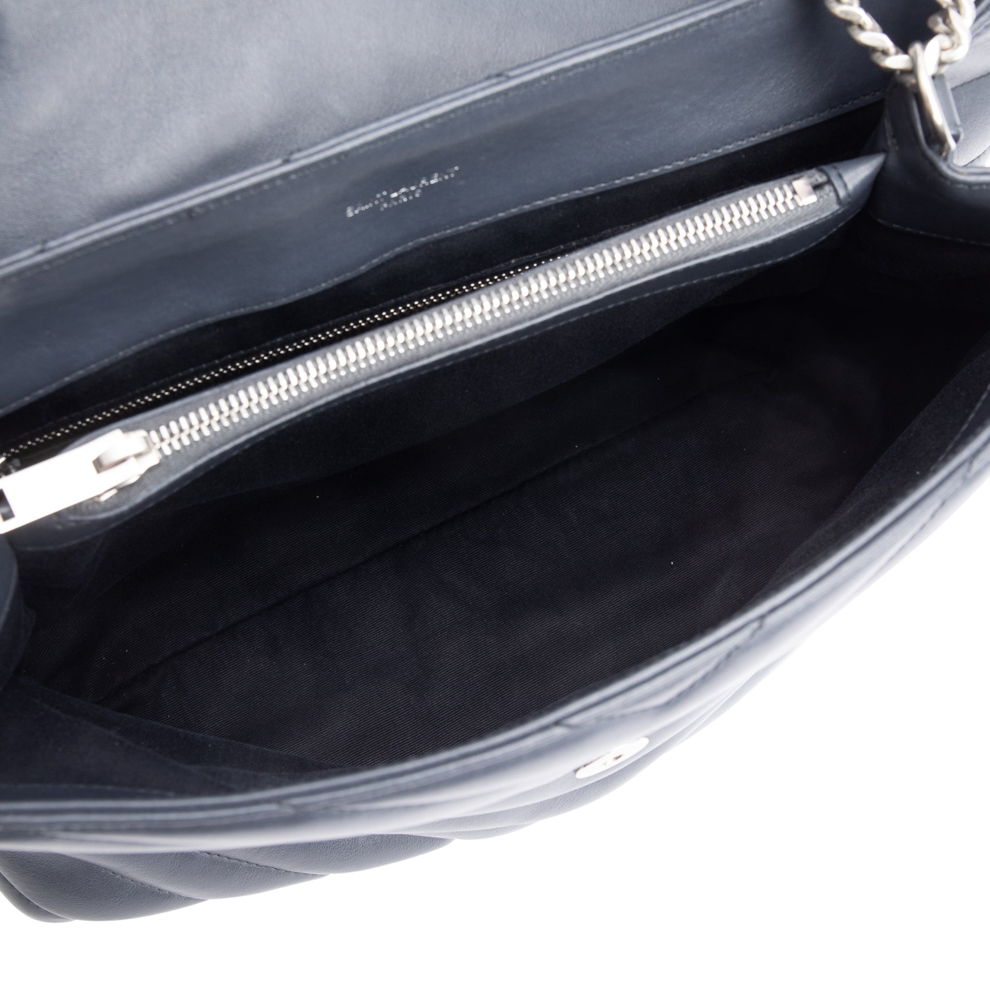 Saint Laurent Grey Quilted Leather Medium Loulou Monogram Shoulder Bag