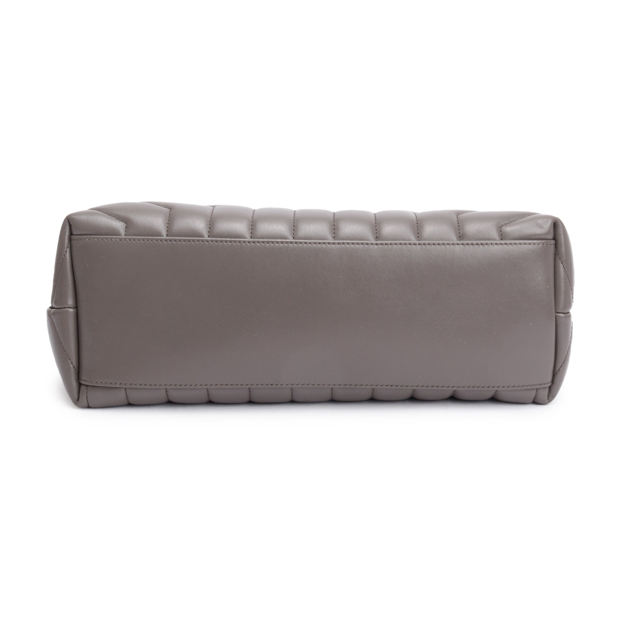 Saint Laurent Grey Quilted Leather Medium Loulou Monogram Shoulder Bag w/ Receipt