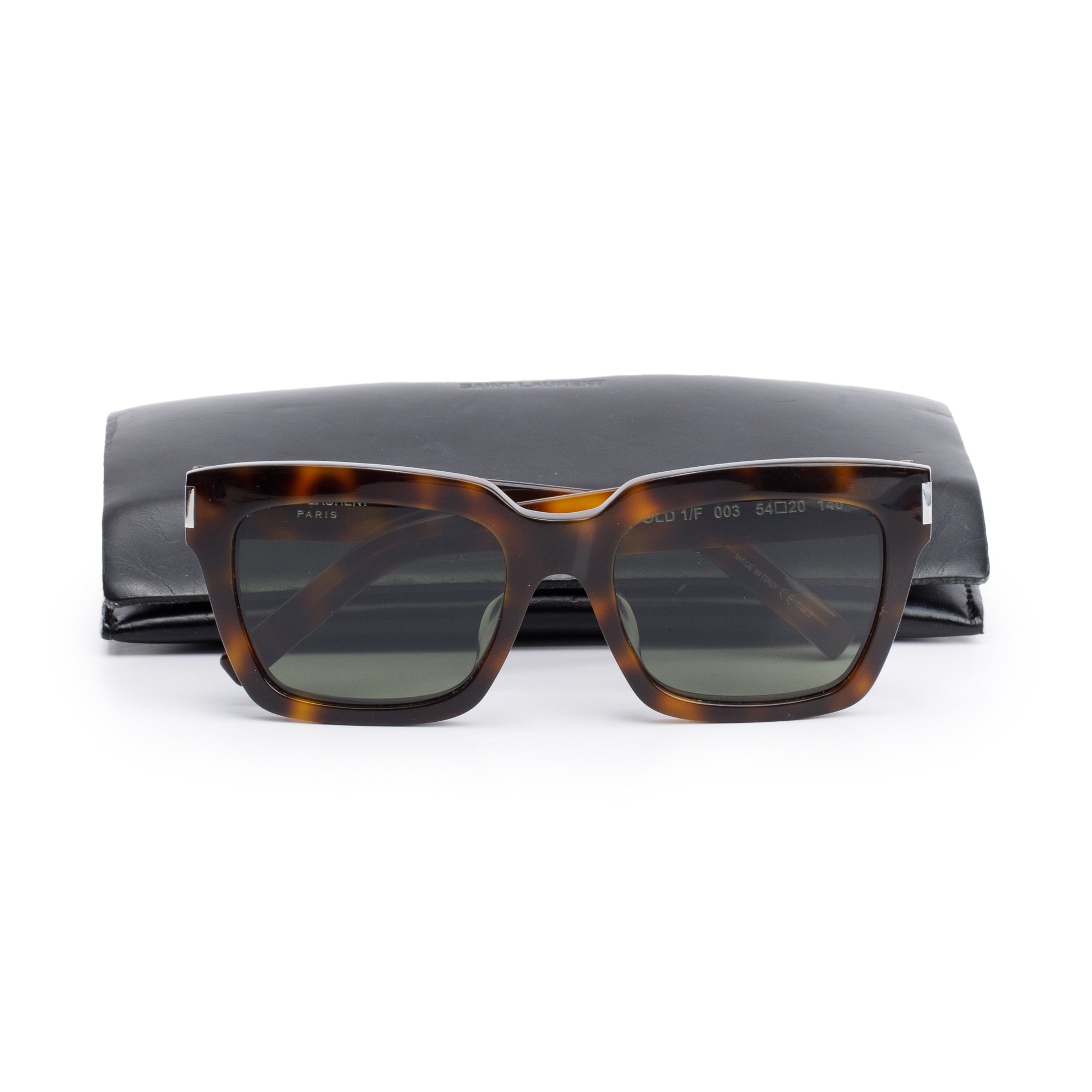 Saint Laurent Havana Acetate Bold 1 003 Square Sunglasses w/ Case