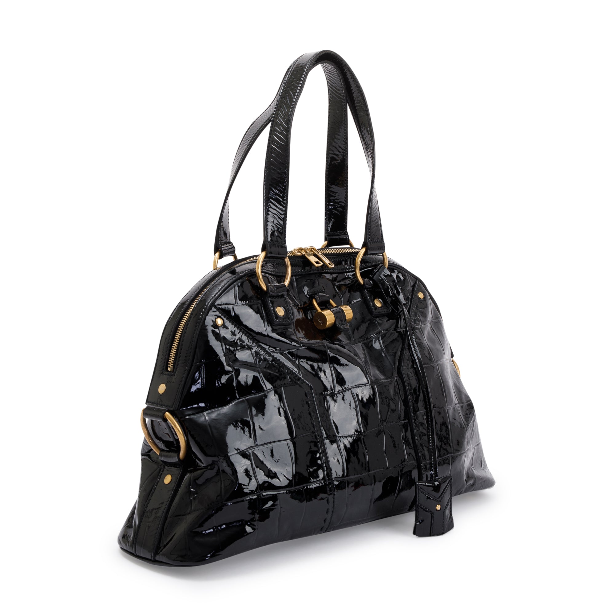 Saint Laurent Large Black Patent Leather Muse Bag