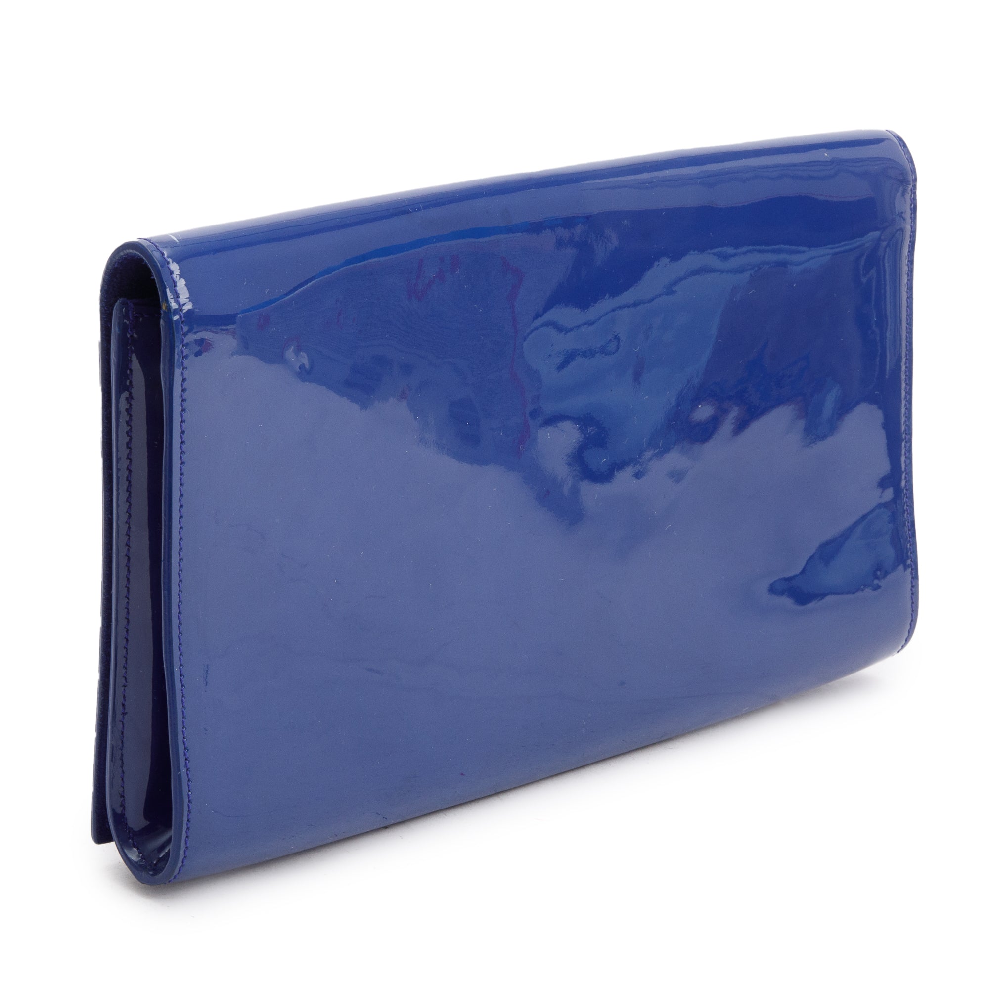 Saint Laurent Large Blue Patent Leather Belle de Jour Clutch