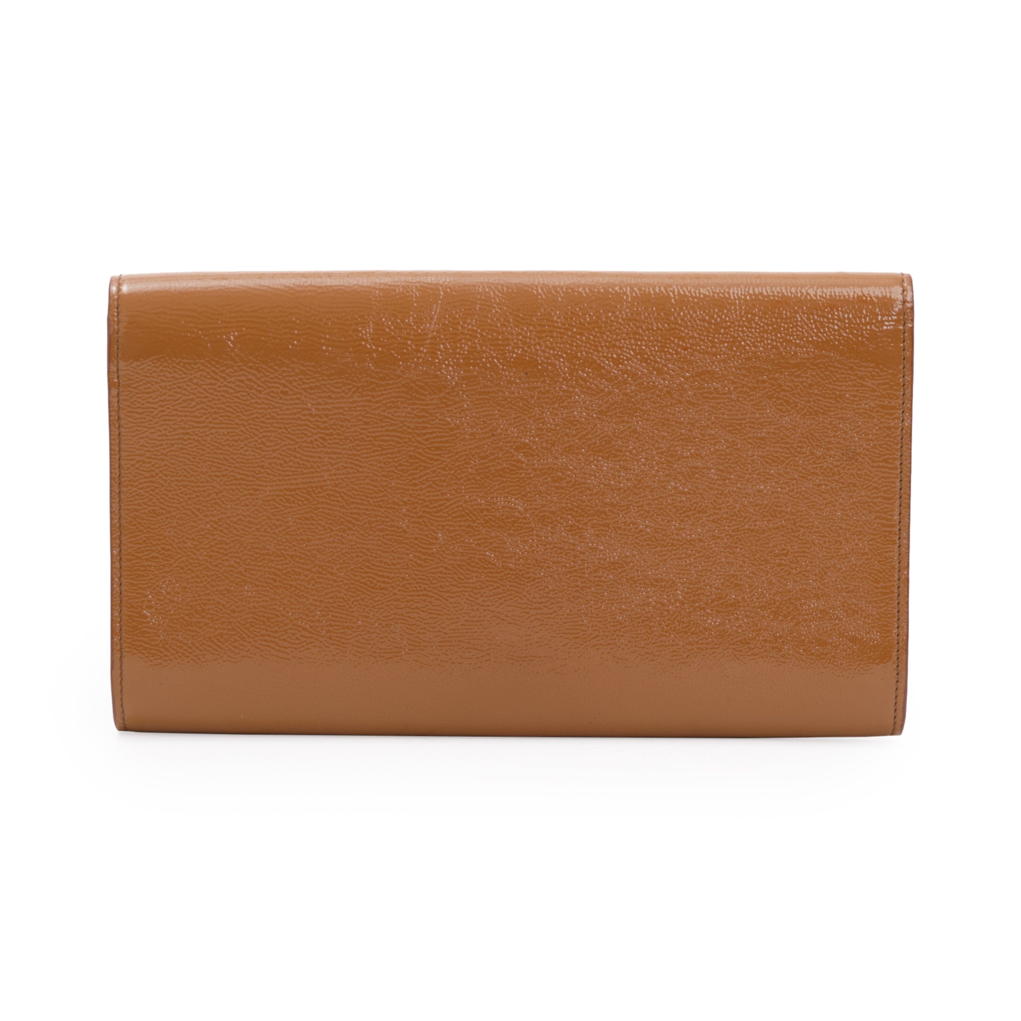 Saint Laurent Large Brown Patent Leather Belle de Jour Clutch