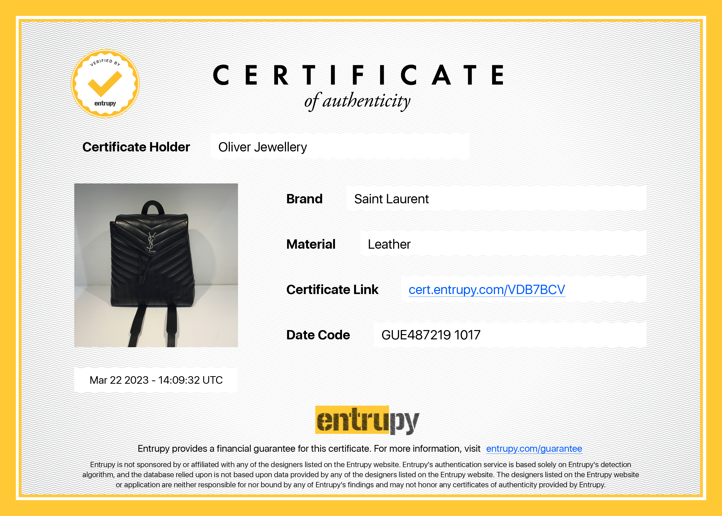 Saint Laurent Medium Loulou Monogram Backpack w/ Receipt