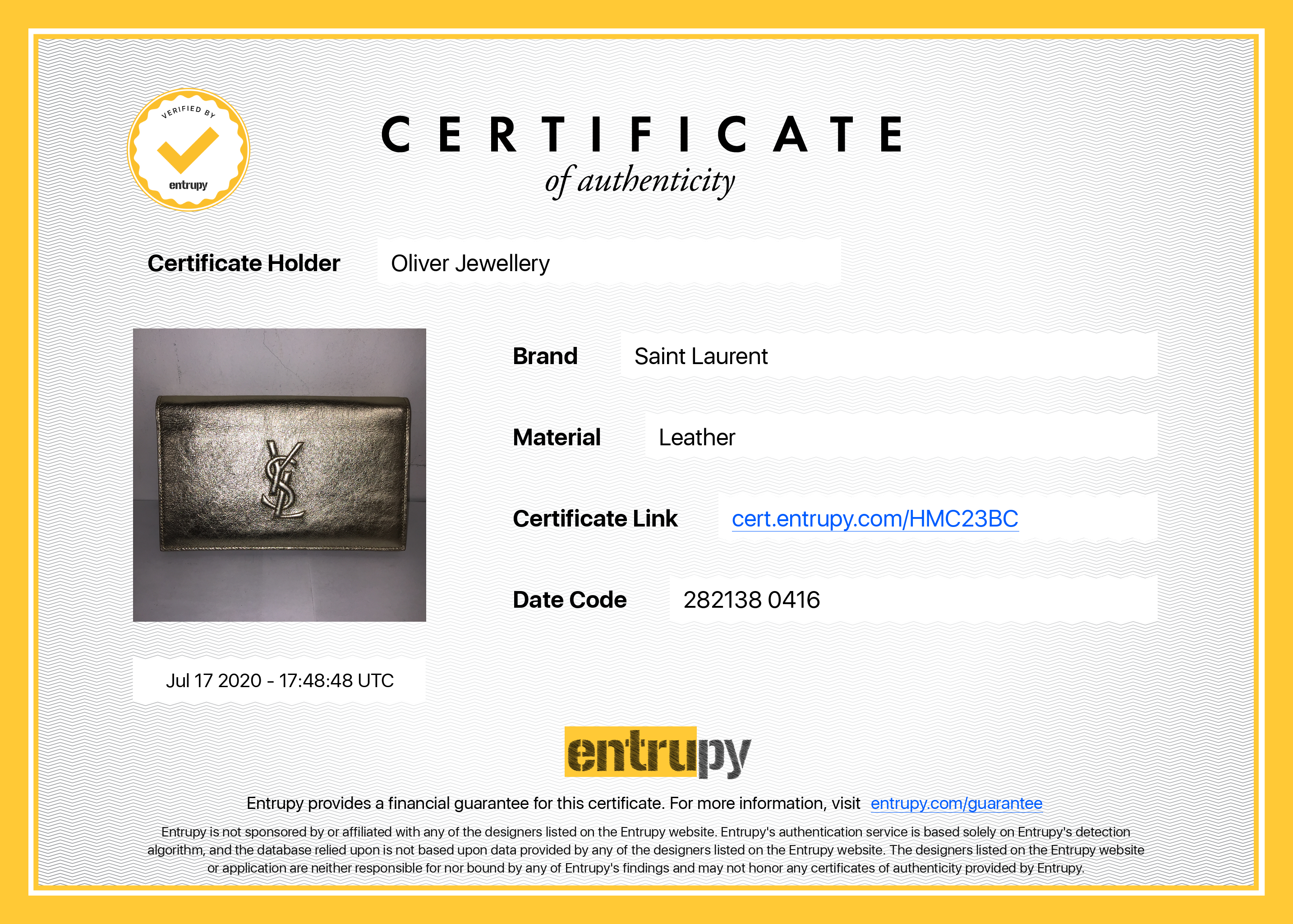 Saint Laurent Metallic Belle De Jour Clutch