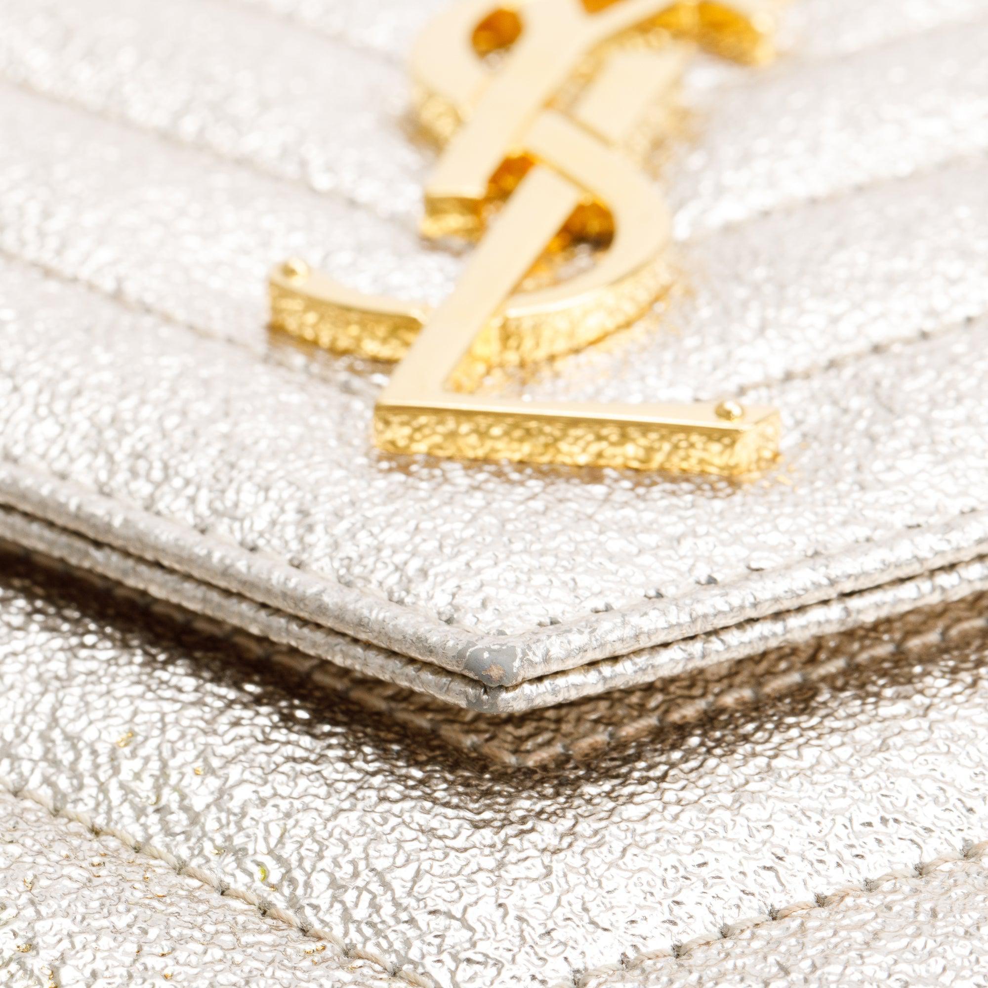 Saint Laurent Metallic Gold Grain De Poudre Leather Cassandre