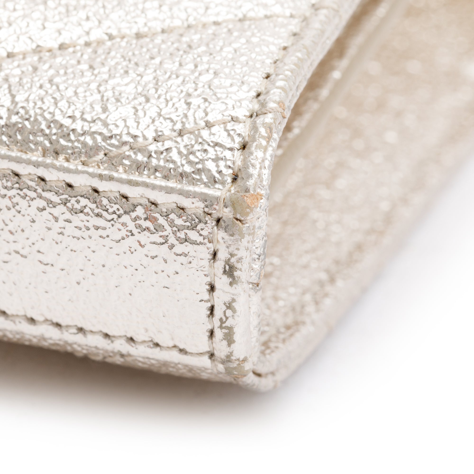 Saint Laurent Metallic Gold Grain De Poudre Leather Cassandre Matelasse Chain Wallet w/ Box